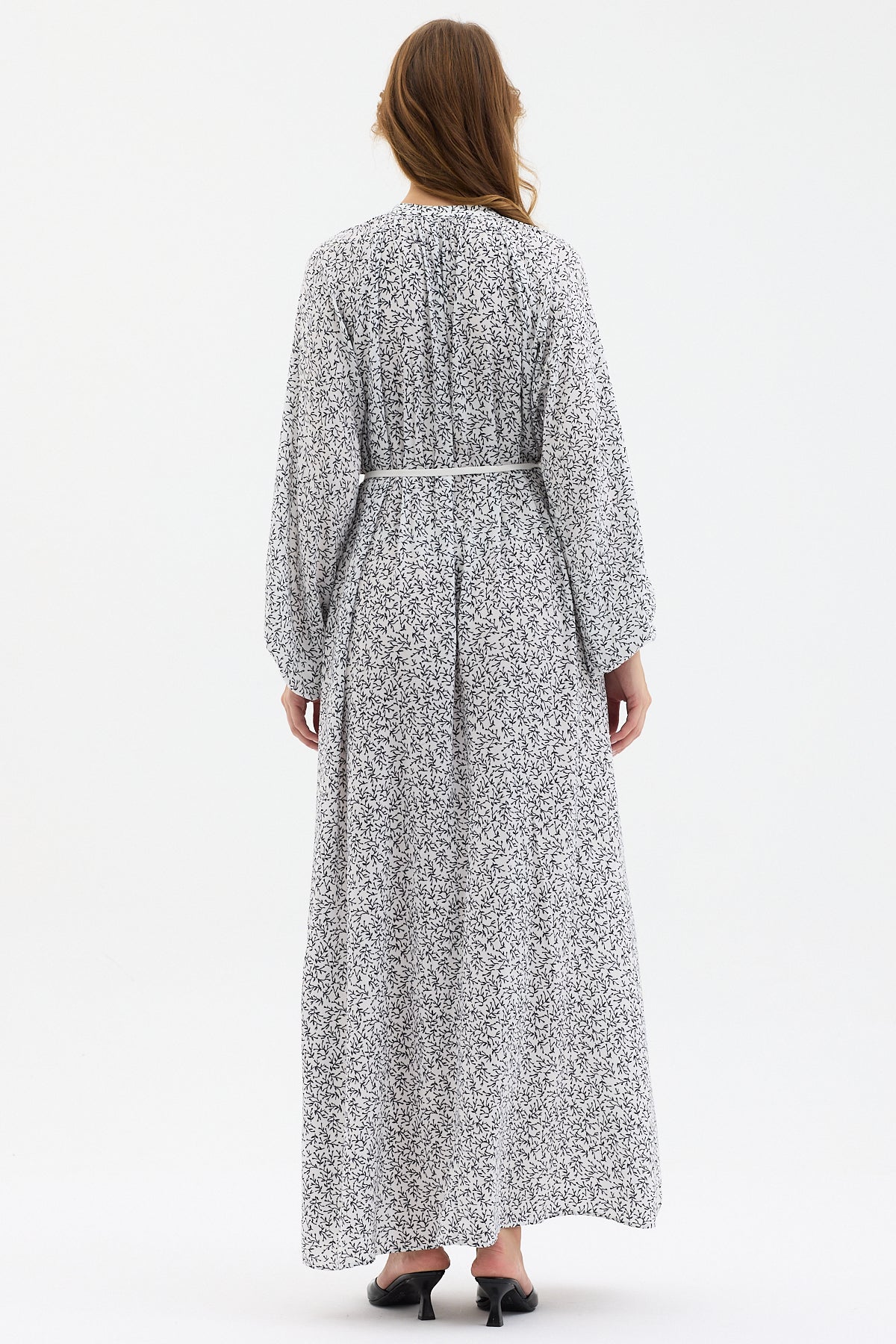 White Floral Belted Maxi Dress - Store WF