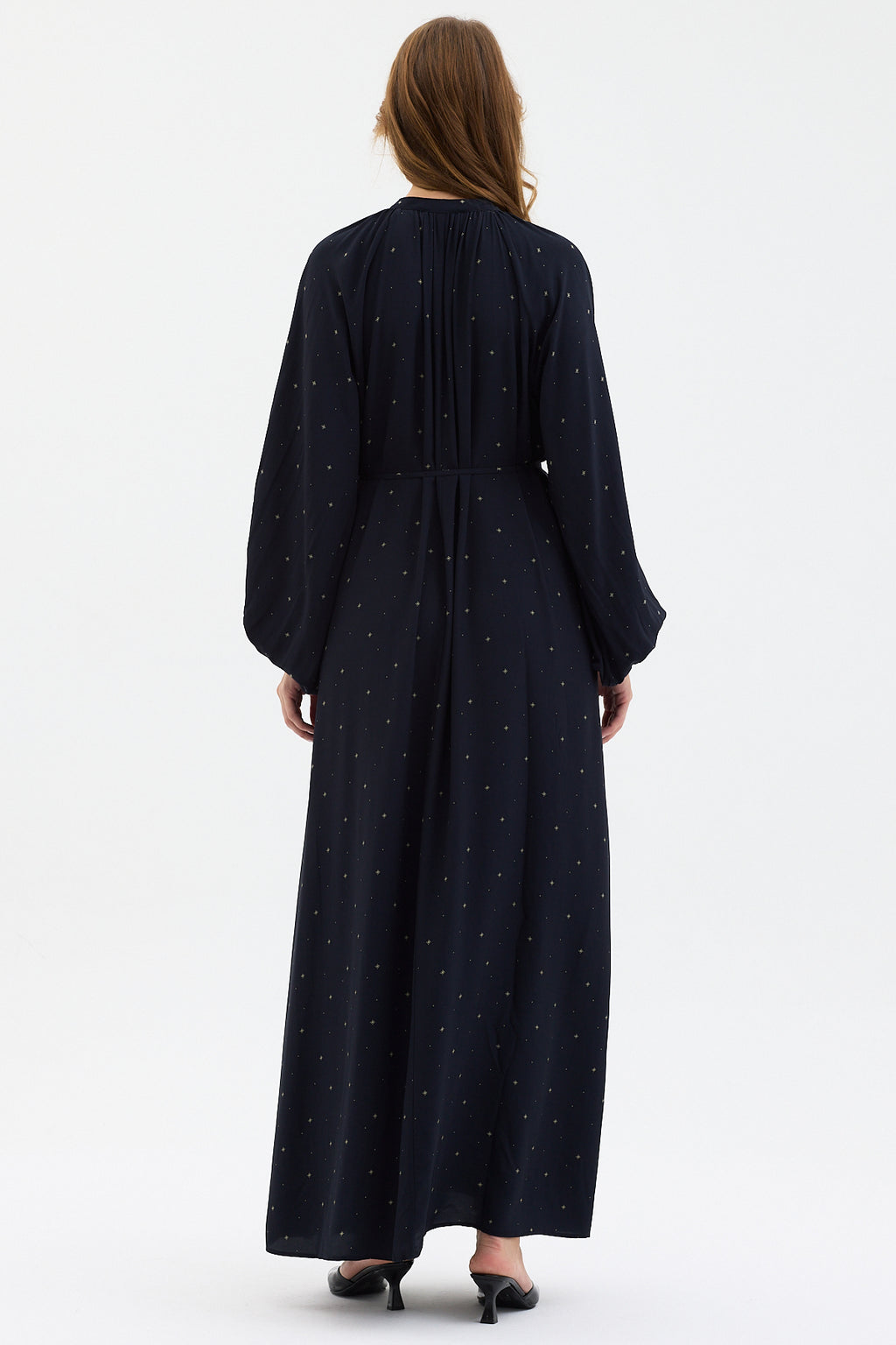 Navy Geometric Print Belted Maxi Dress - Store WF