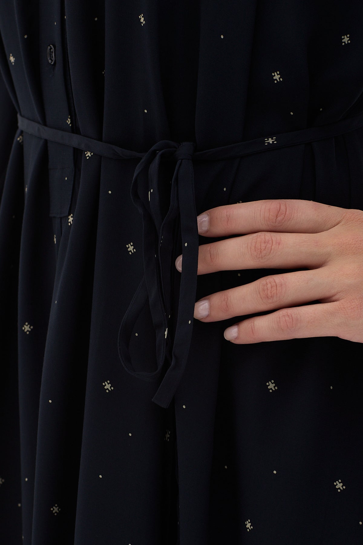 Navy Geometric Print Belted Maxi Dress - Store WF