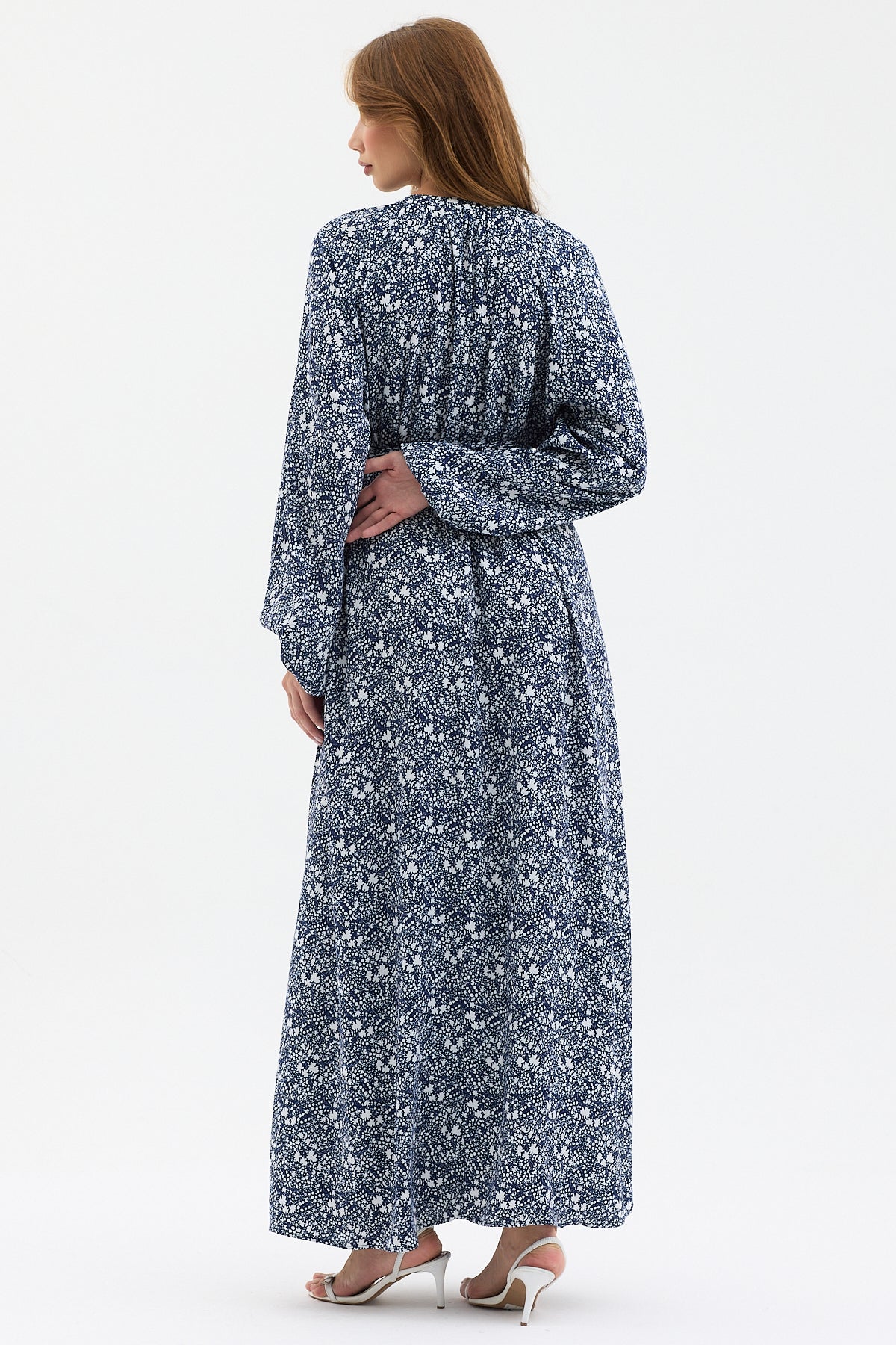 Geometric Print Belted Maxi Dress - Store WF