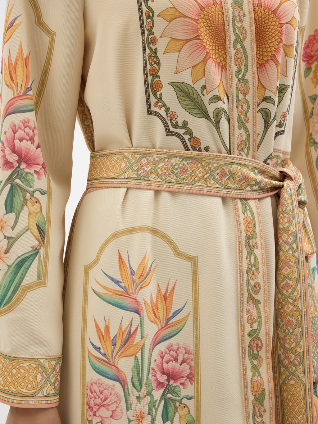 Botanical Garden Printed Belted Maxi Dress