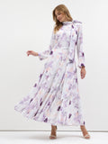 Watercolor Bloom Chiffon Maxi Dress