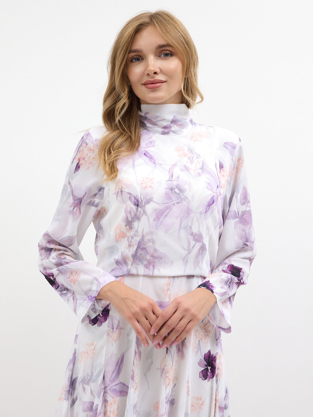 Watercolor Bloom Chiffon Maxi Dress