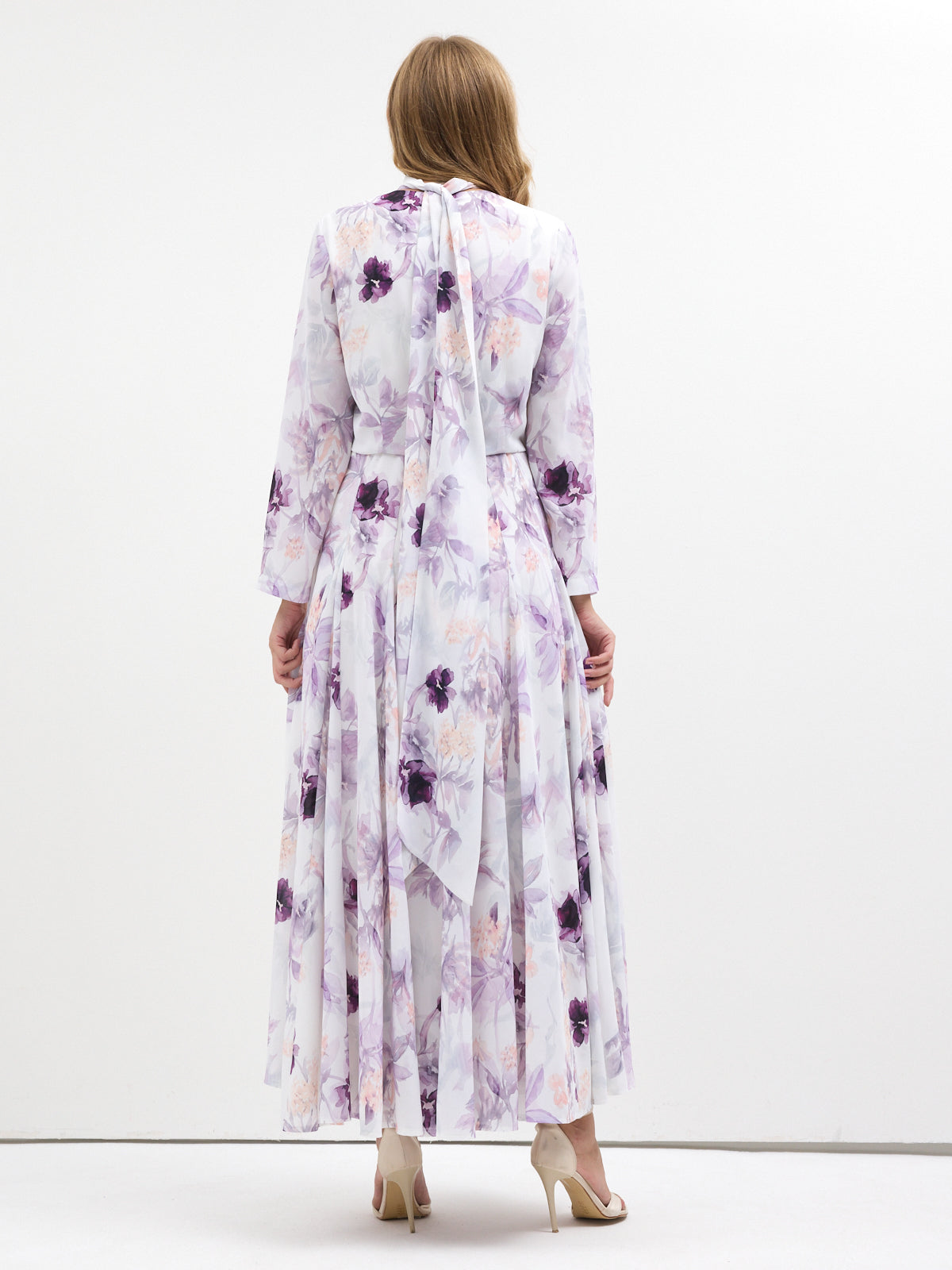 Watercolor Bloom Chiffon Maxi Dress