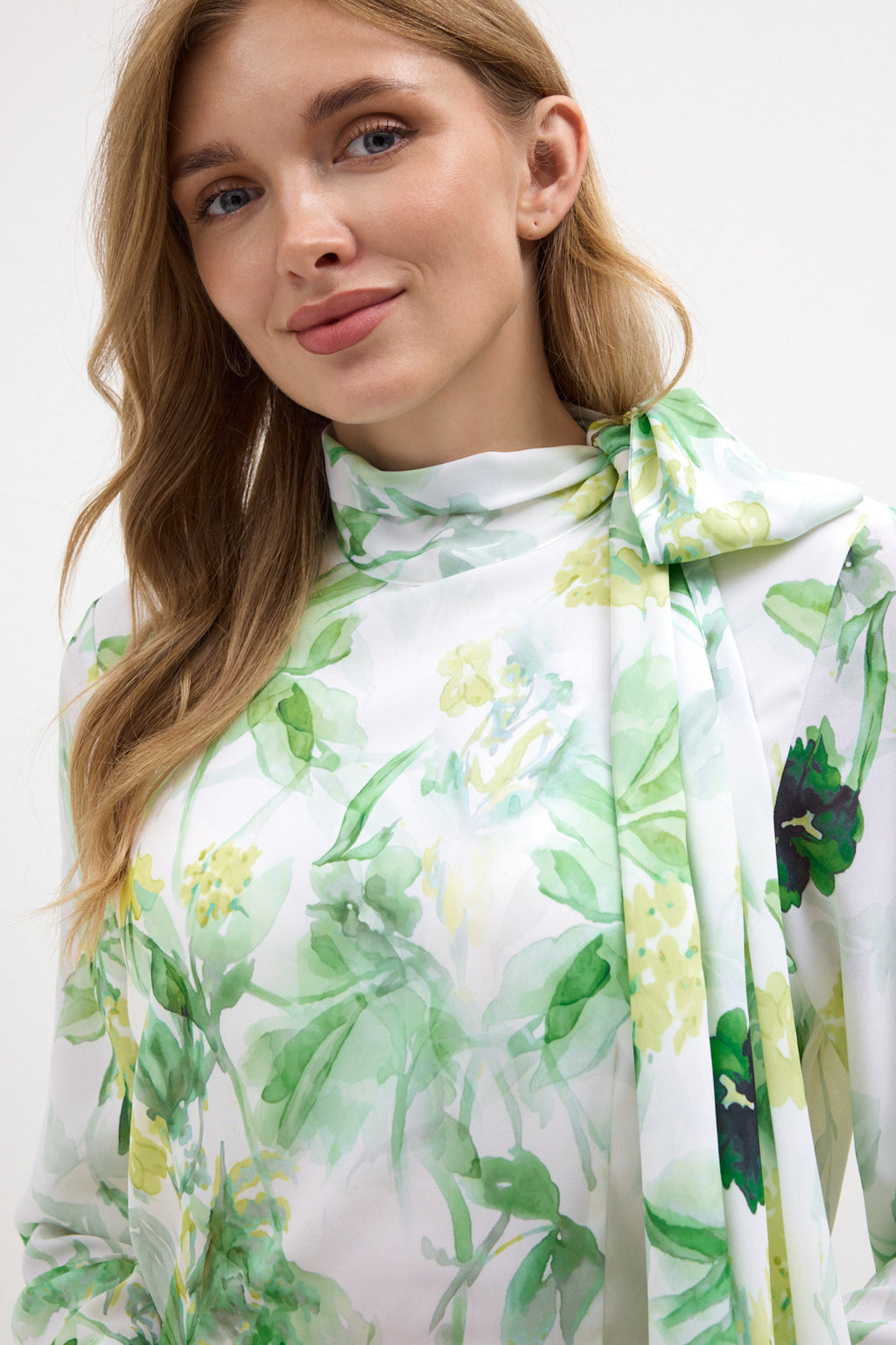Green Watercolor Bloom Chiffon Maxi Dress