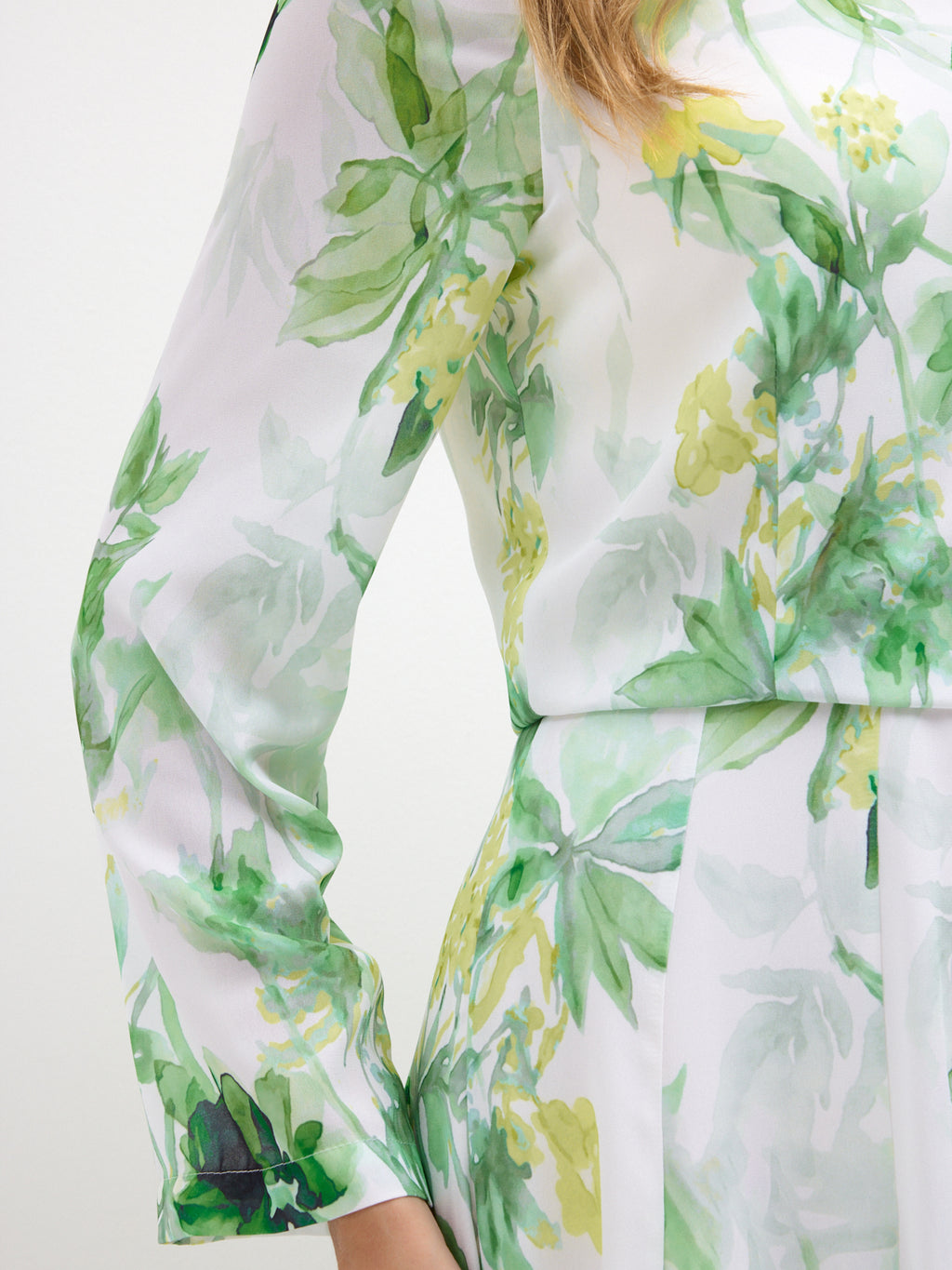 Green Watercolor Bloom Chiffon Maxi Dress