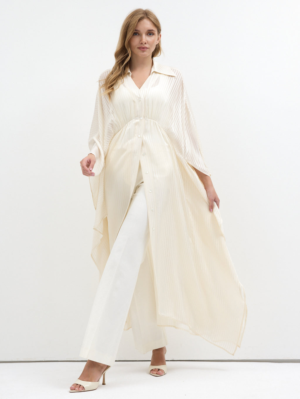 Ecru Shirt Kaftan Dress