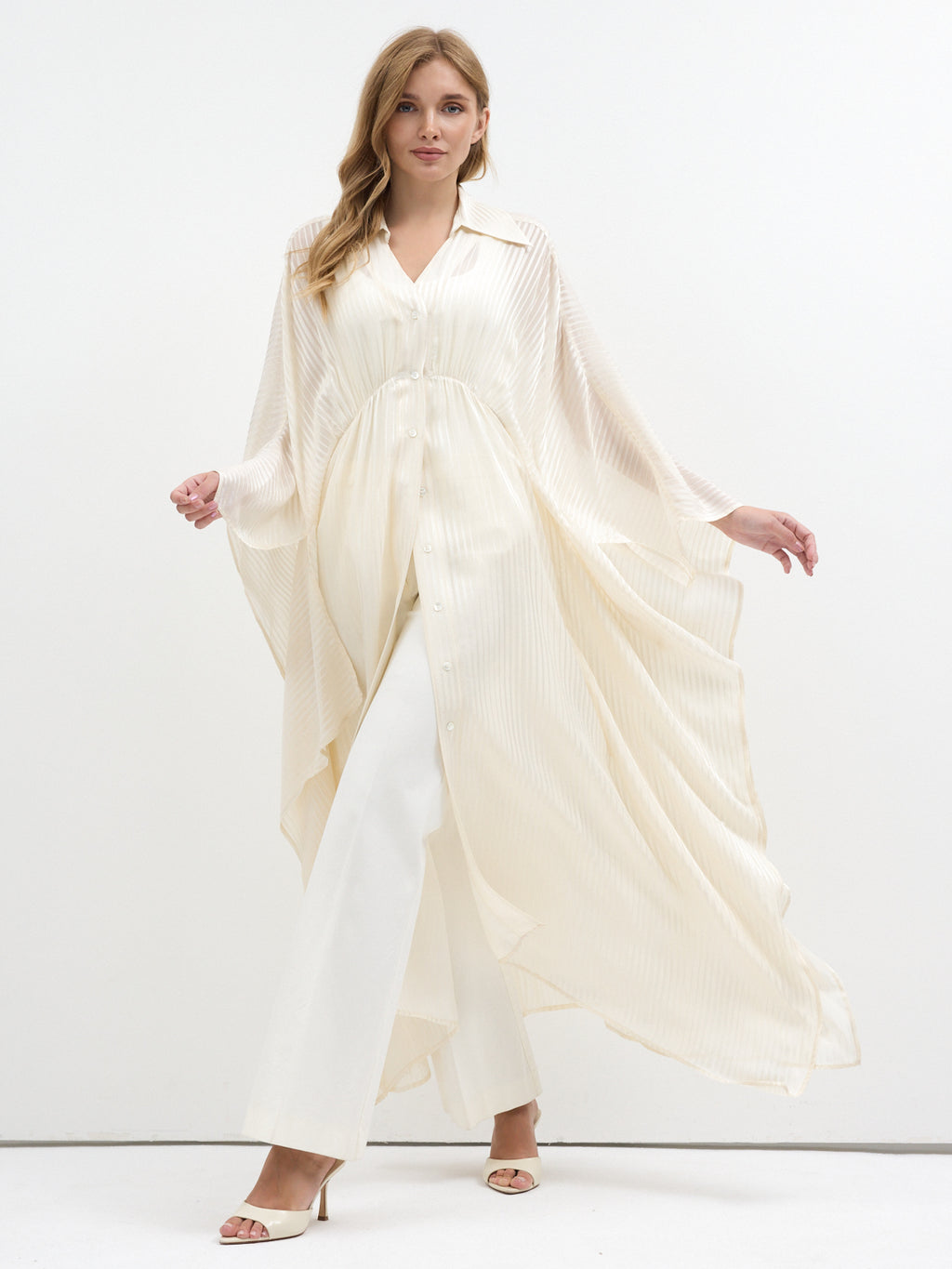 Ecru Shirt Kaftan Dress
