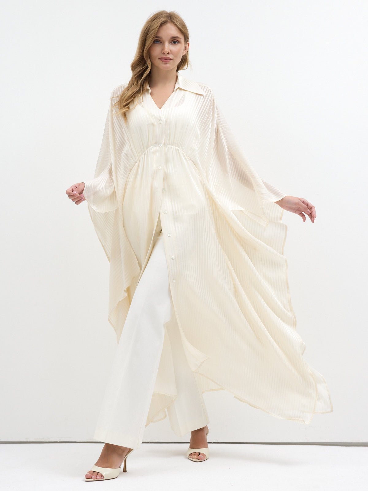 Ecru Shirt Kaftan Dress