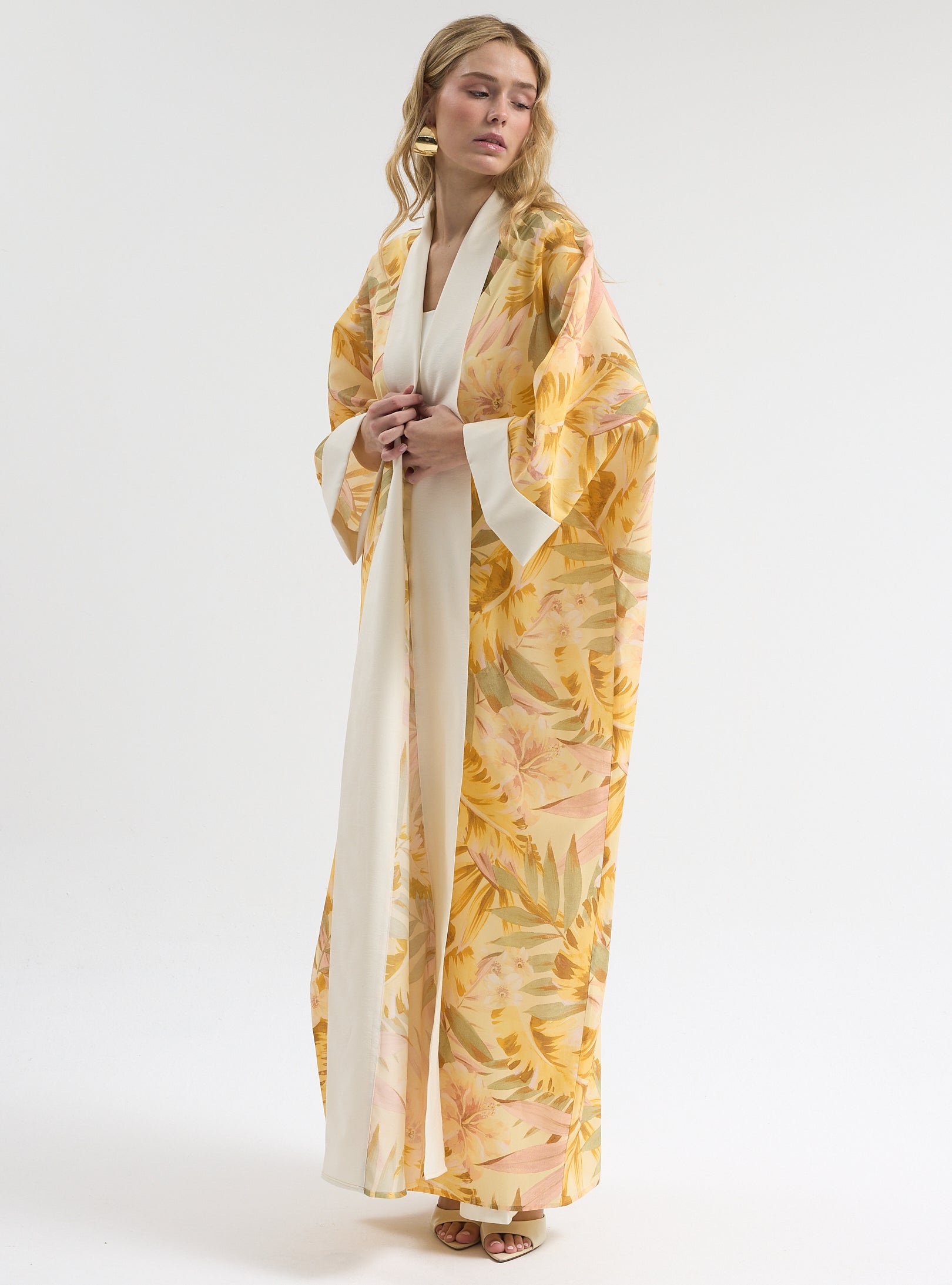 Yellow Print Abaya - Store WF