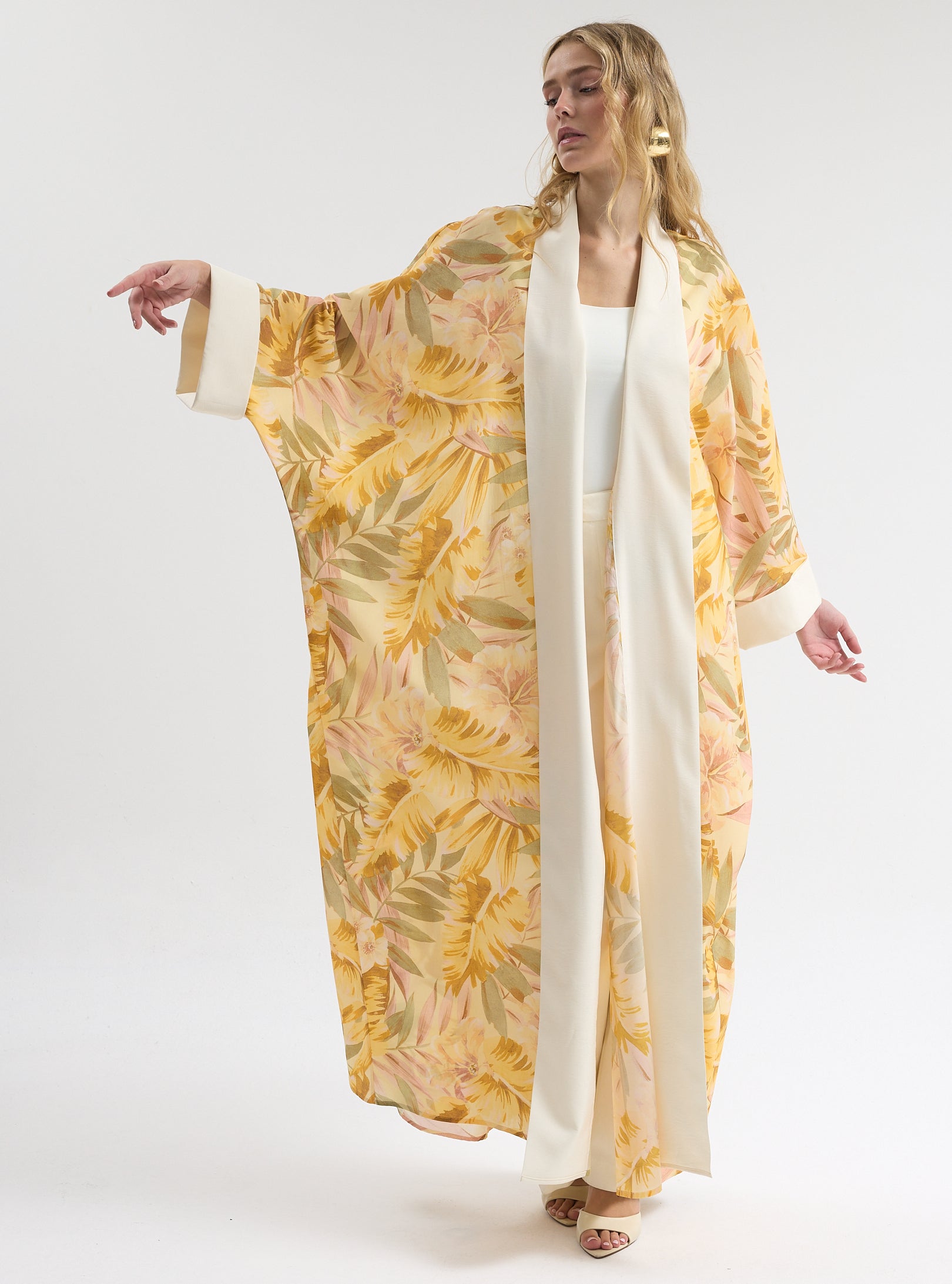 Yellow Print Abaya - Store WF