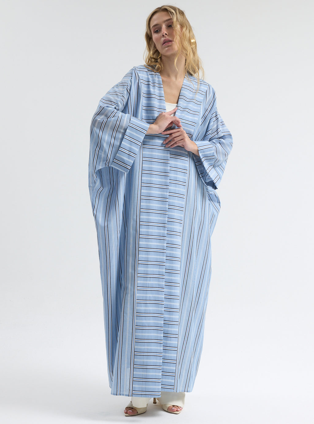 Blue Stripe Cotton Abaya - Store WF
