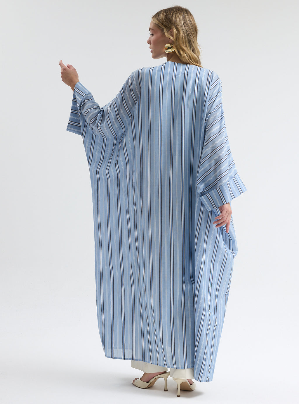 Blue Stripe Cotton Abaya - Store WF
