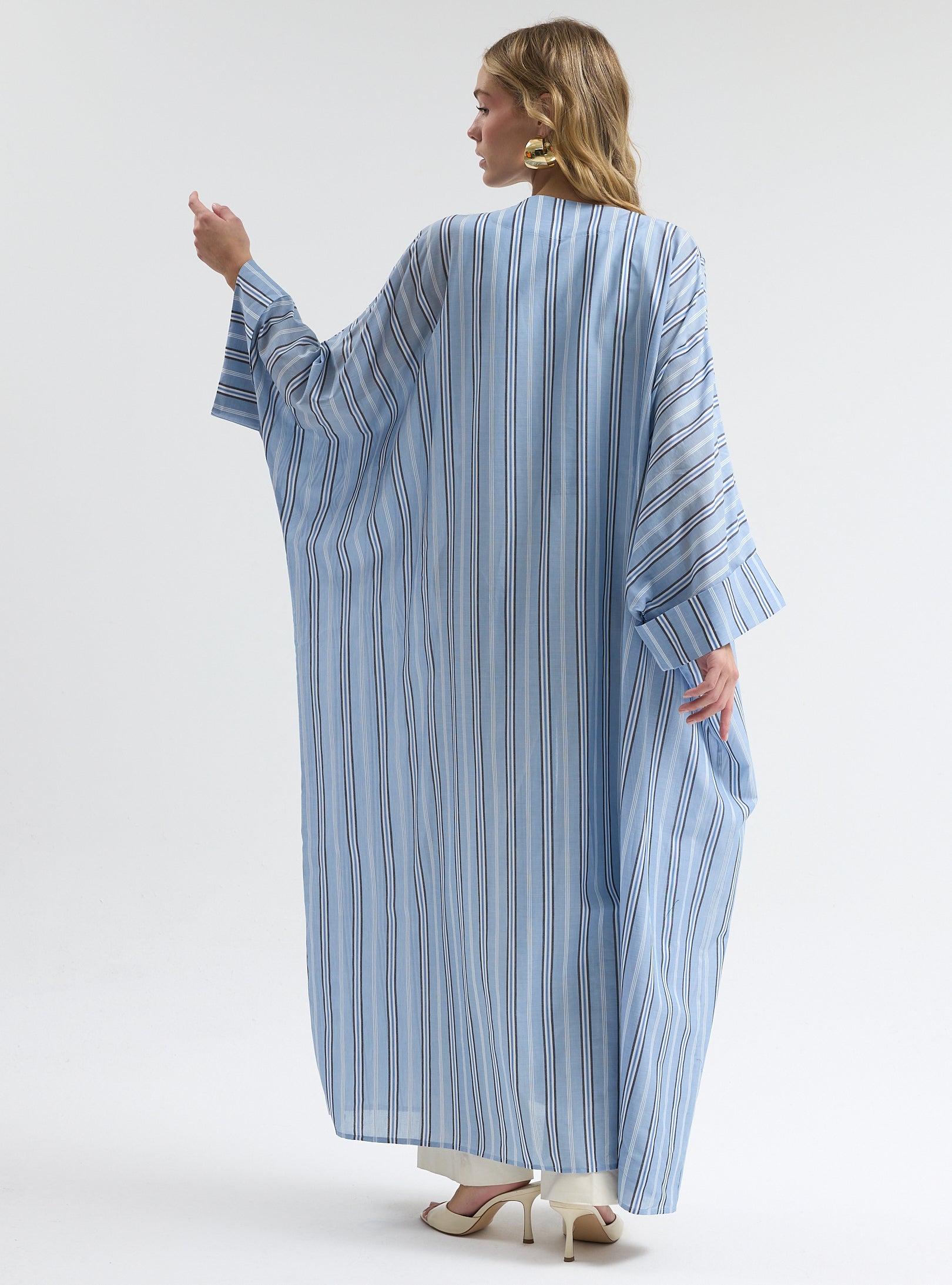 Blue Stripe Cotton Abaya - Store WF