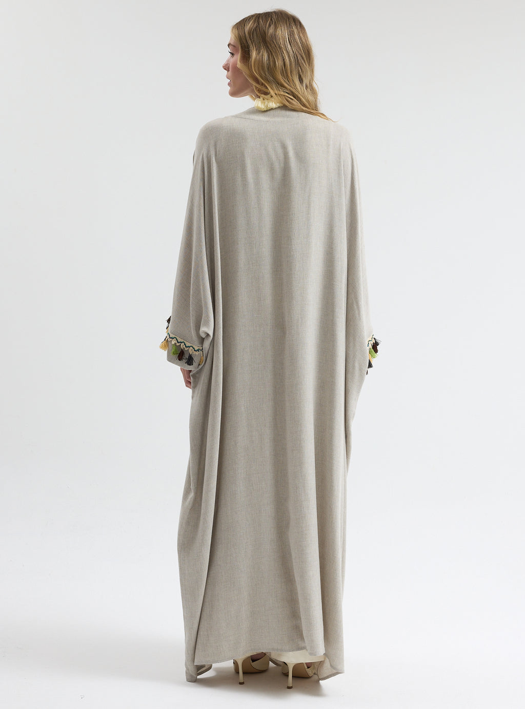 ⁠Boho Tassel Flow Kaftan Abaya - Store WF