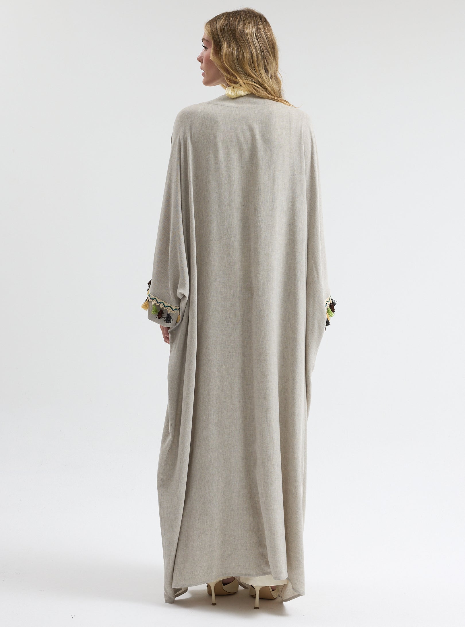 ⁠Boho Tassel Flow Kaftan Abaya - Store WF