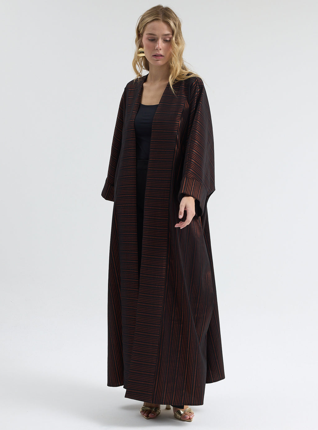 Black Bronze Striped Abaya - Store WF