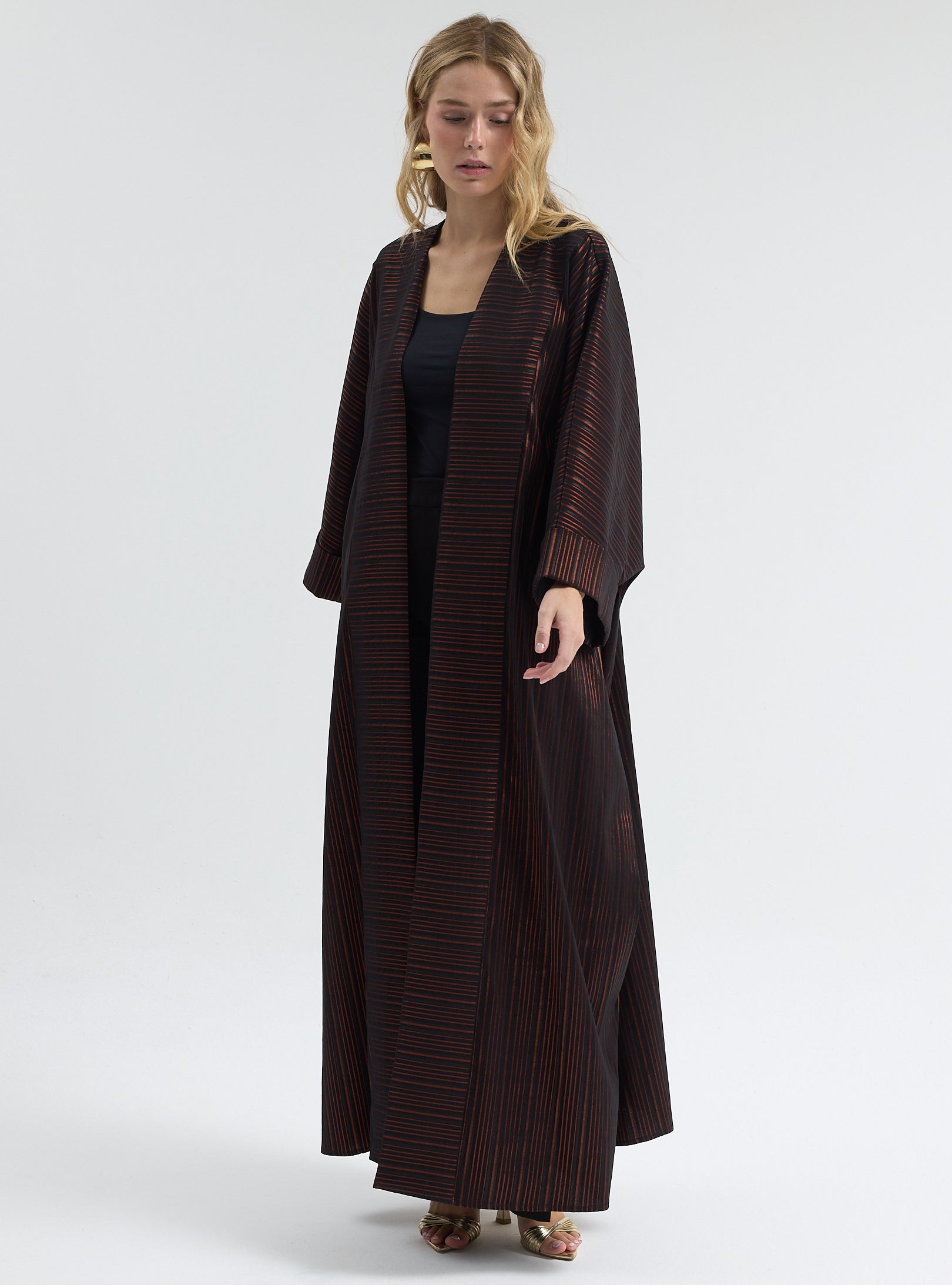 Black Bronze Striped Abaya - Store WF
