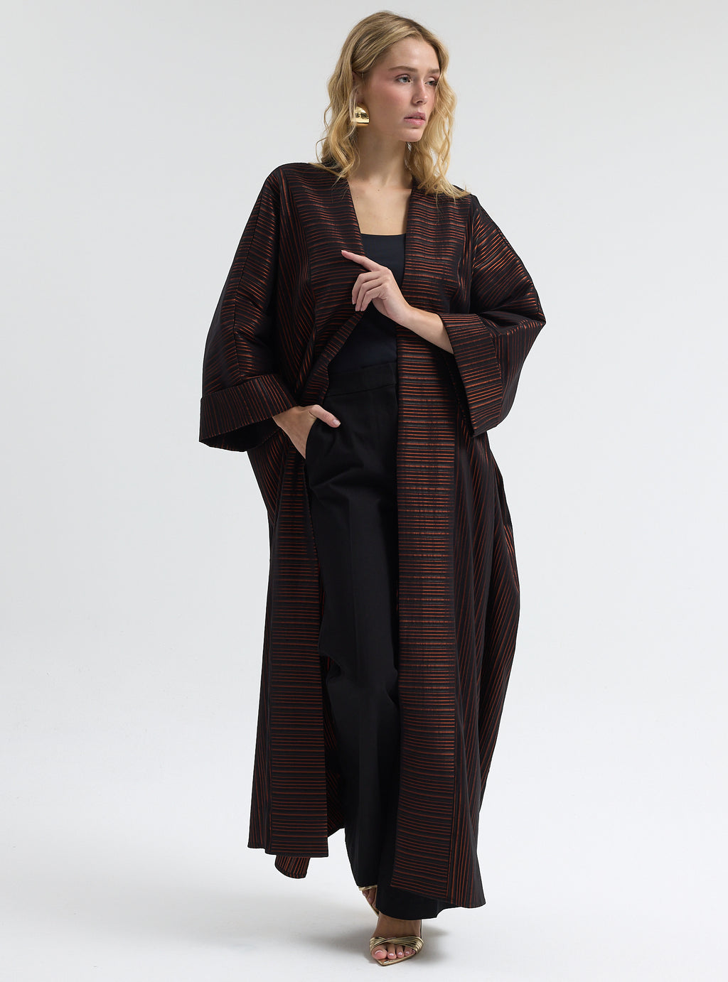Black Bronze Striped Abaya - Store WF