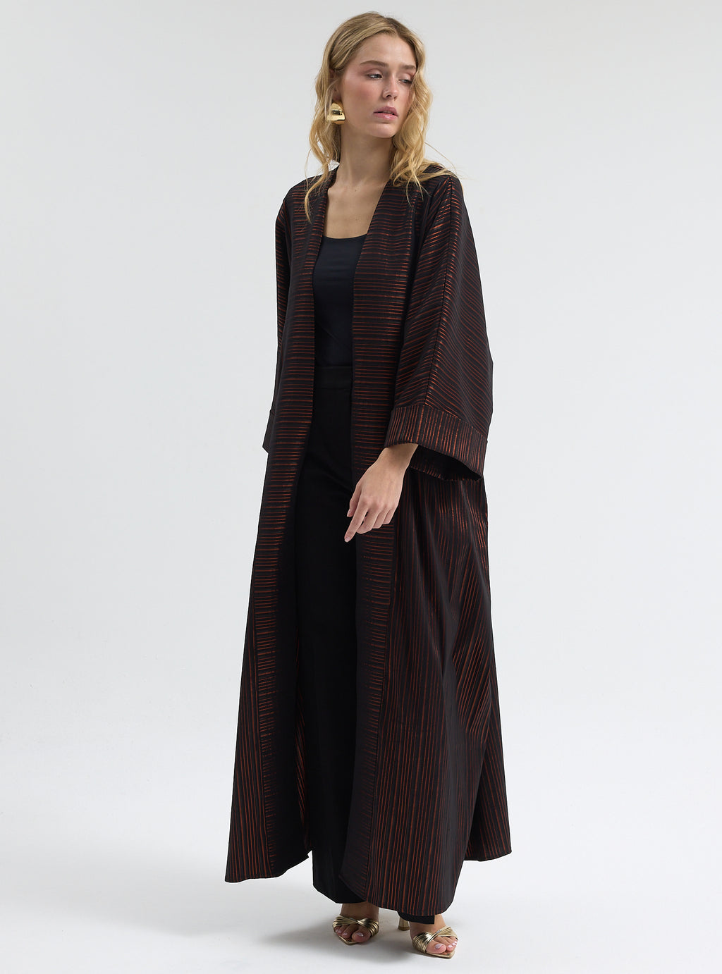 Black Bronze Striped Abaya - Store WF