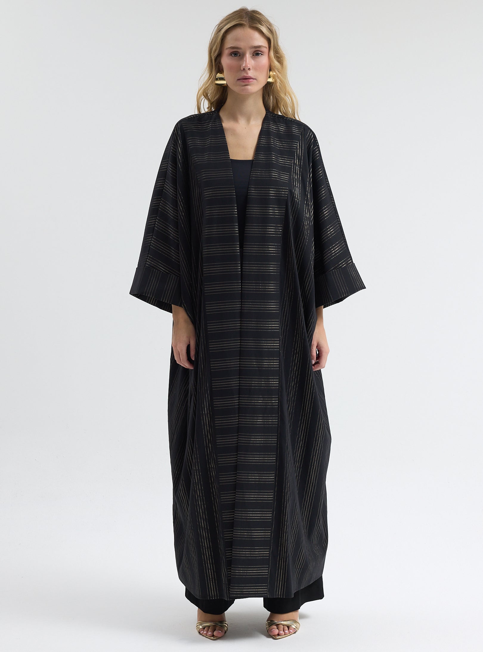 Black Bronze Striped Abaya - Store WF