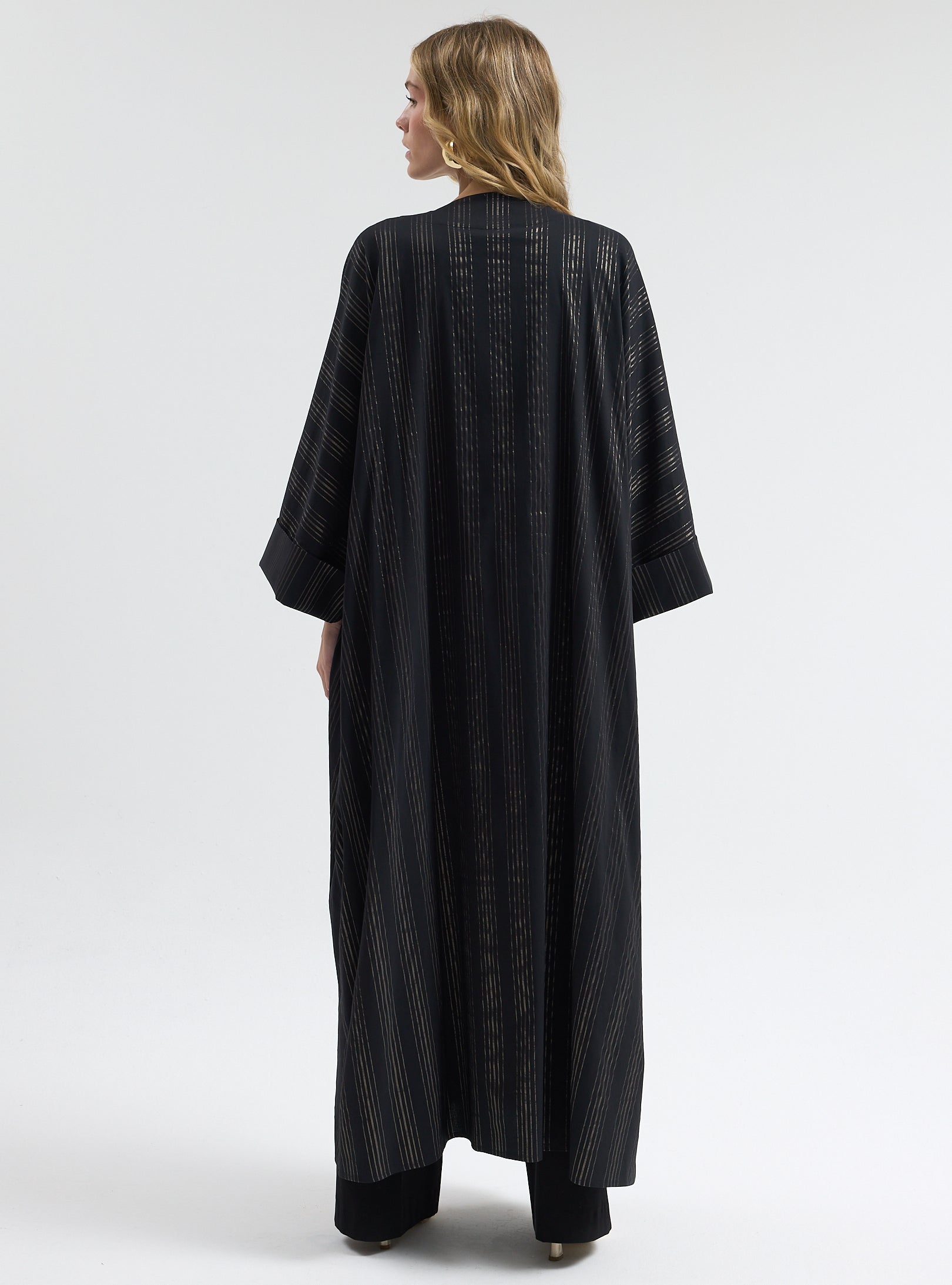 Black Gold Striped Abaya - Store WF