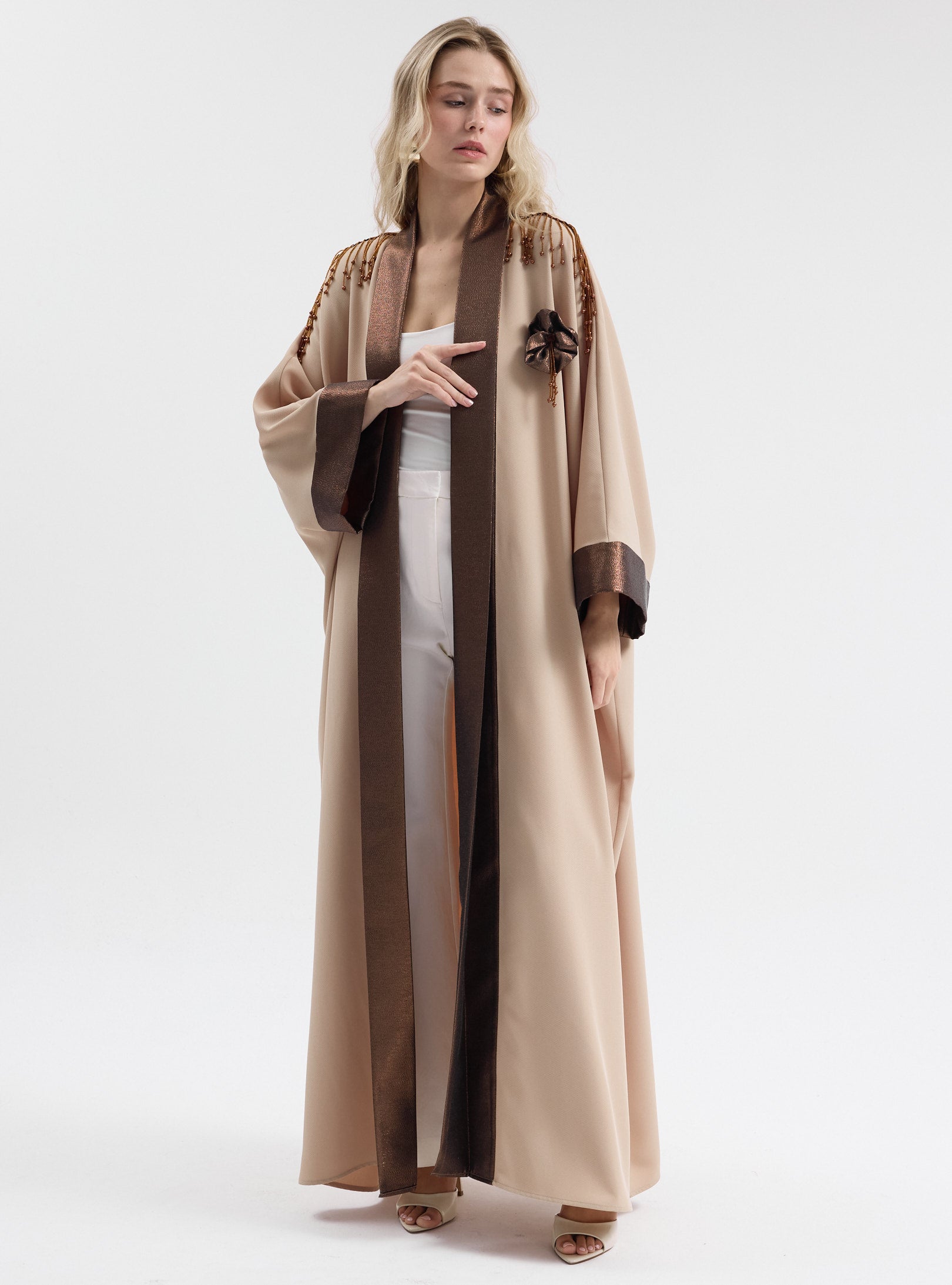 Bronze Shawl Collar Abaya - Store WF