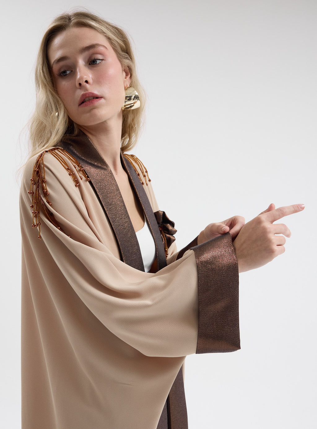 Bronze Shawl Collar Abaya - Store WF