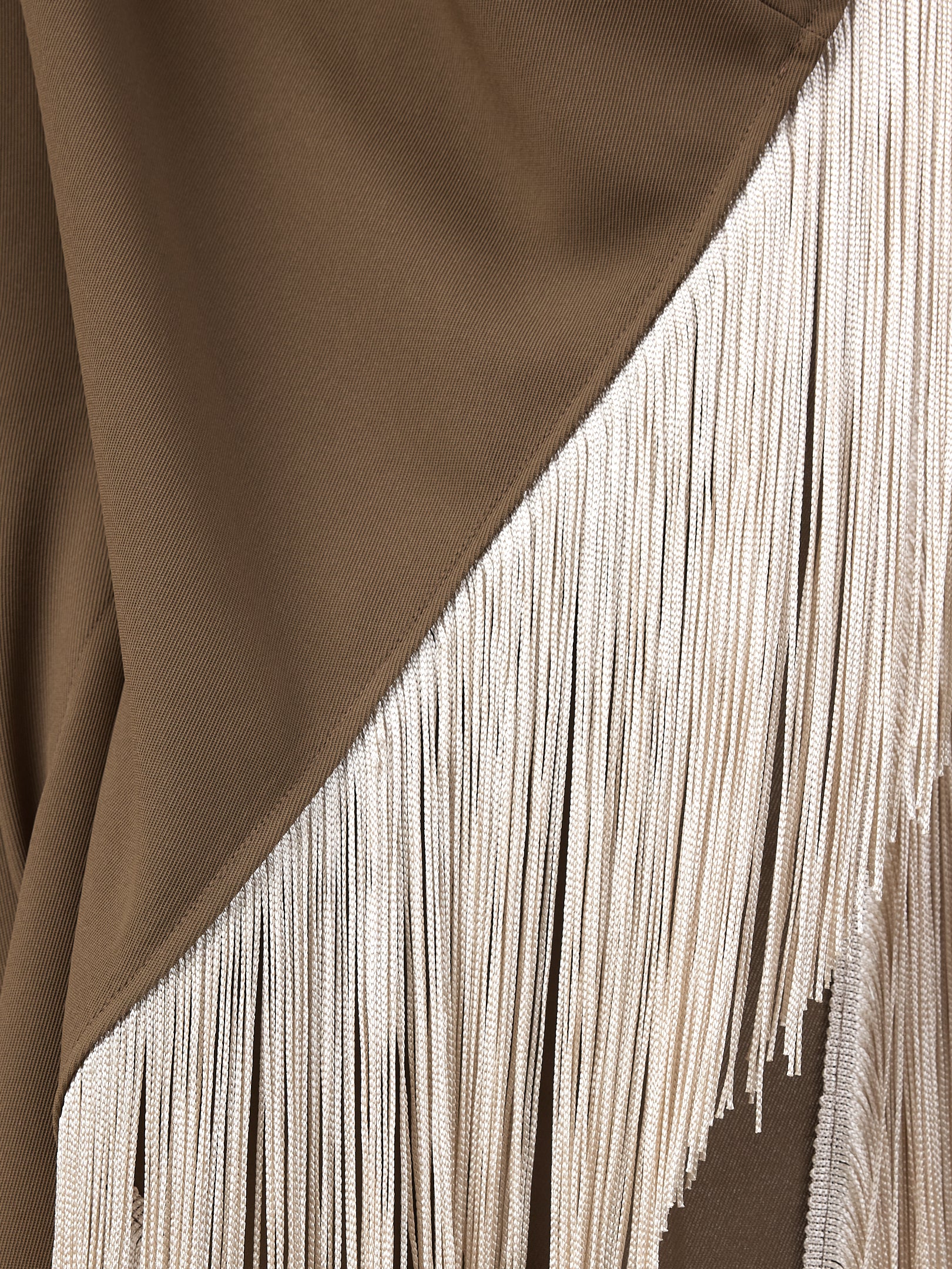 Brown Fringed Kaftan Dress With Tie Neck Detailed - Store WF