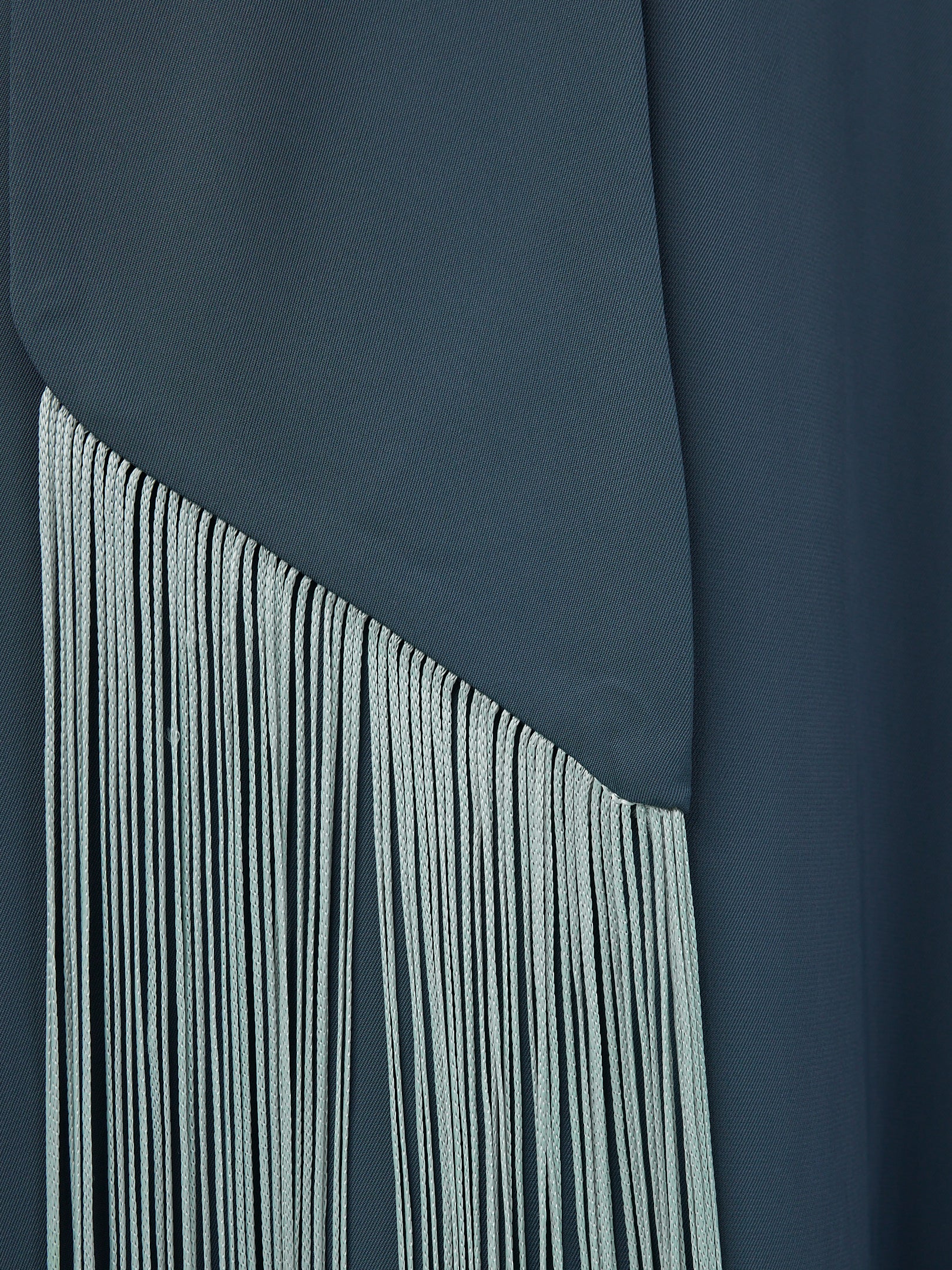 Mint Fringed Kaftan Dress With Tie Neck Detailed