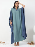 Multi colour Shirt Collar Kaftan Dress