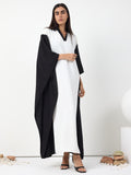 Monochrome Elegance Panel Kaftan Dress - Store WF