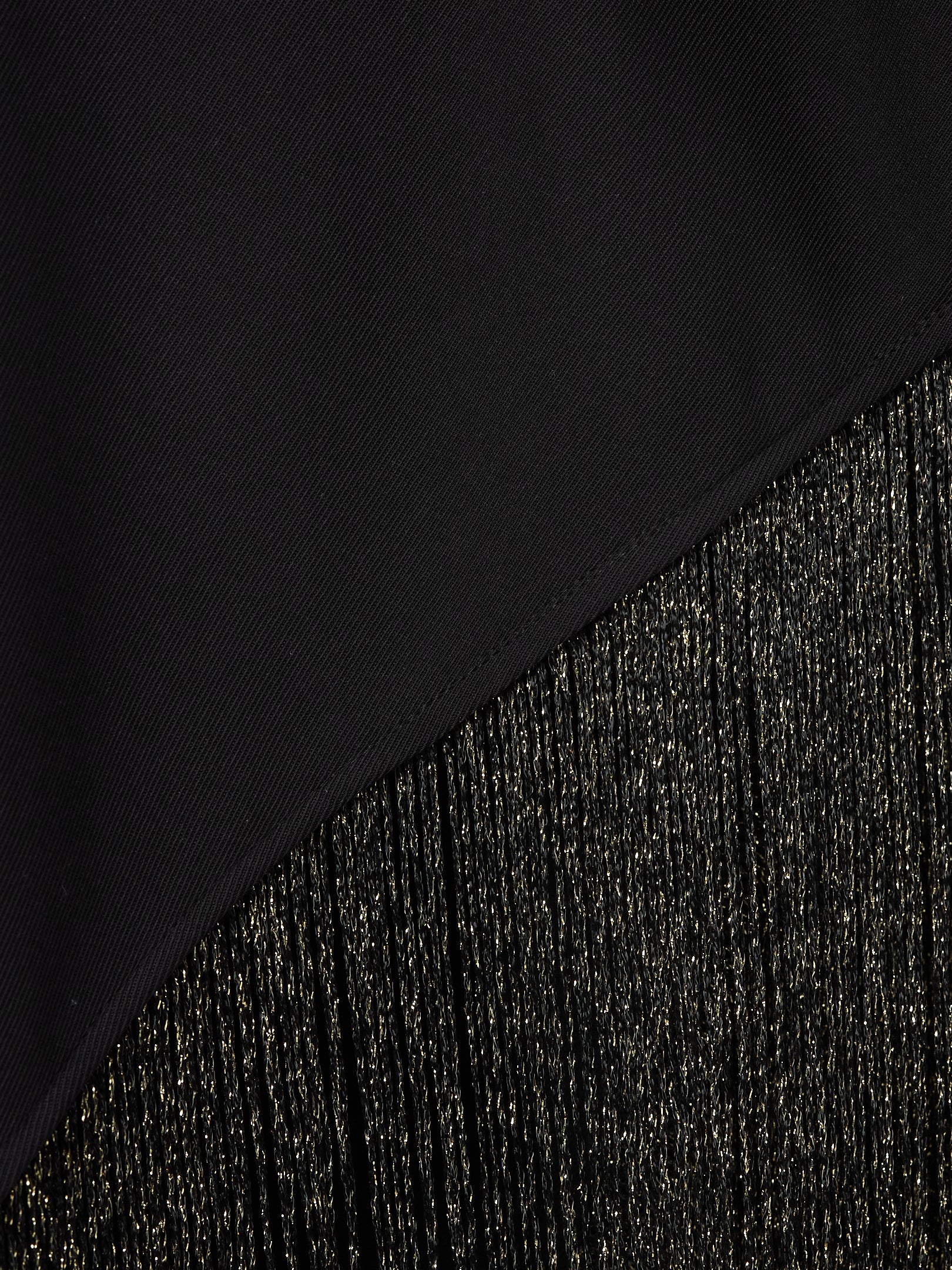 Black Gold Fringed Kaftan Dress With Tie Neck Detailed - Store WF