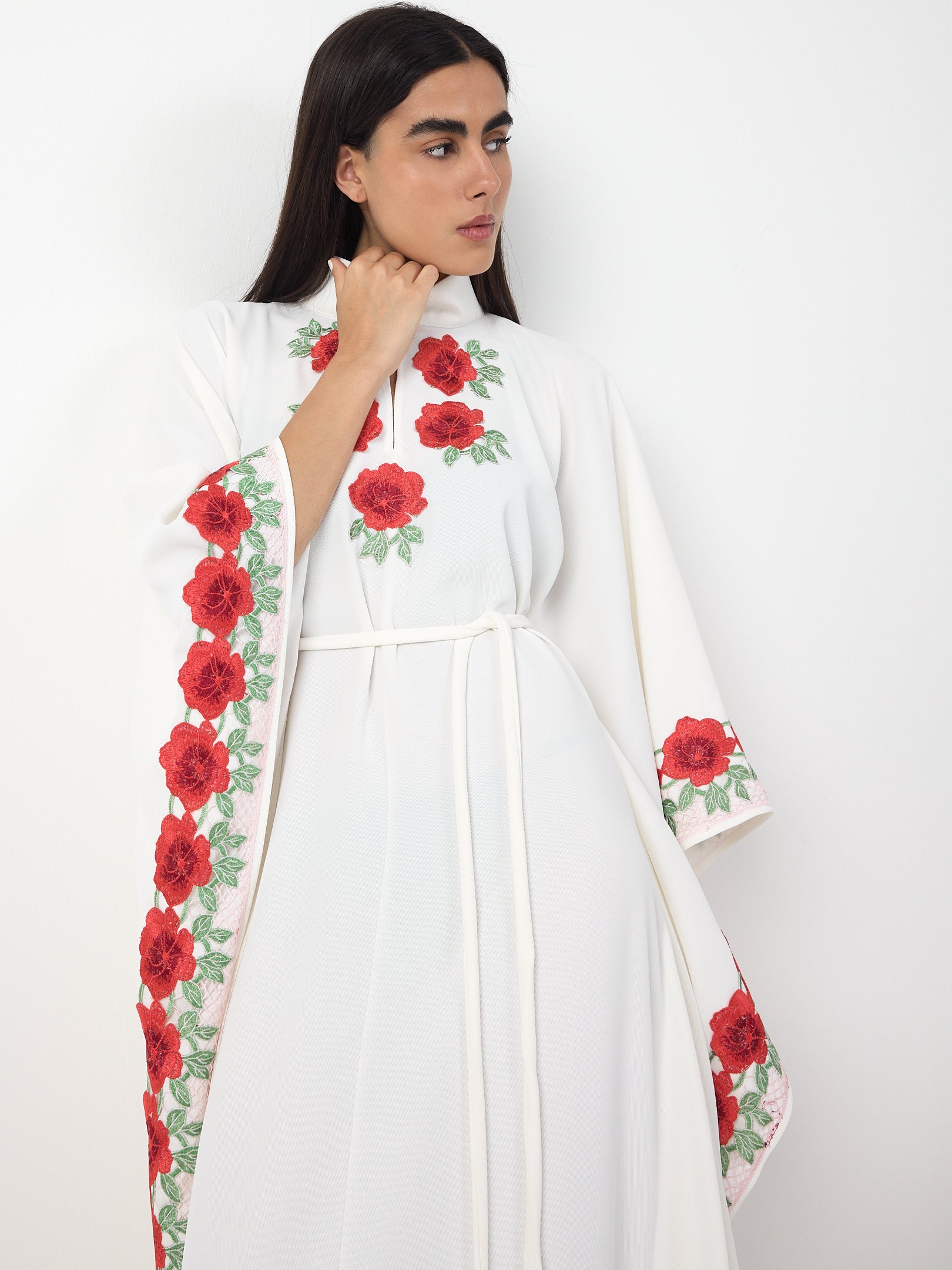 Rosé Bloom Embroidered Kaftan Dress - Store WF