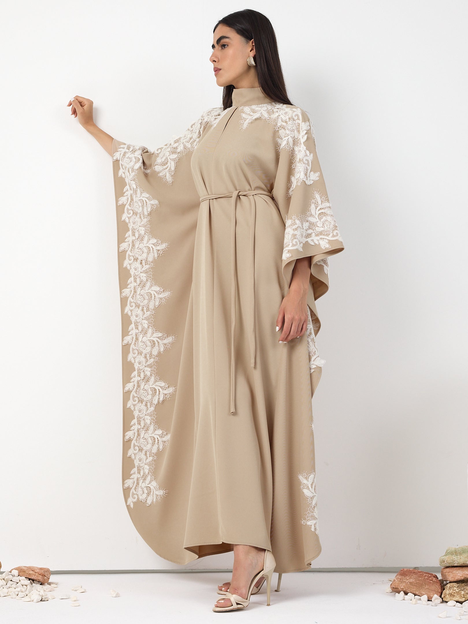 Lace Detail Kaftan Dress