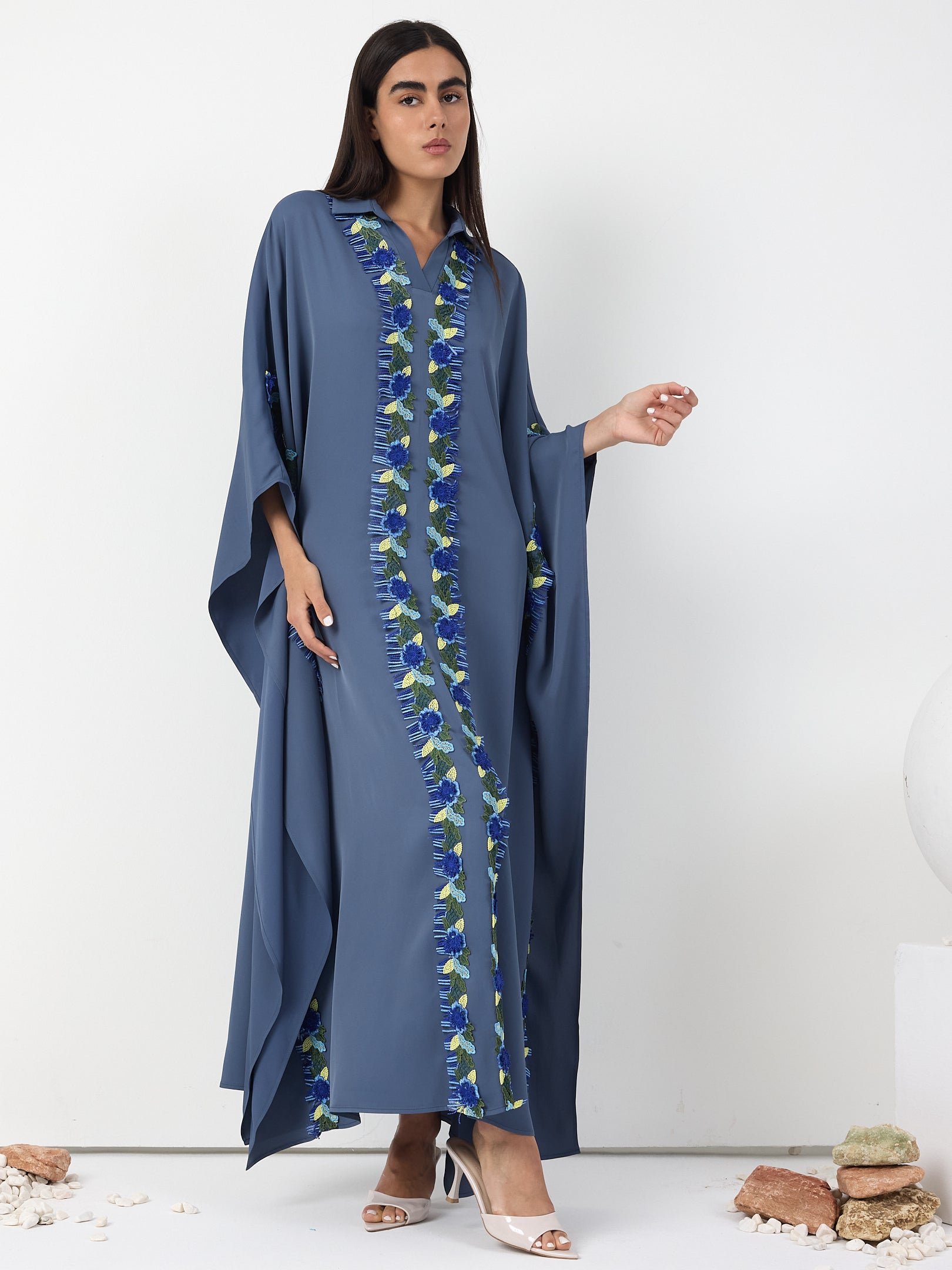 Luna Lace Trim Kaftan Dress - Store WF