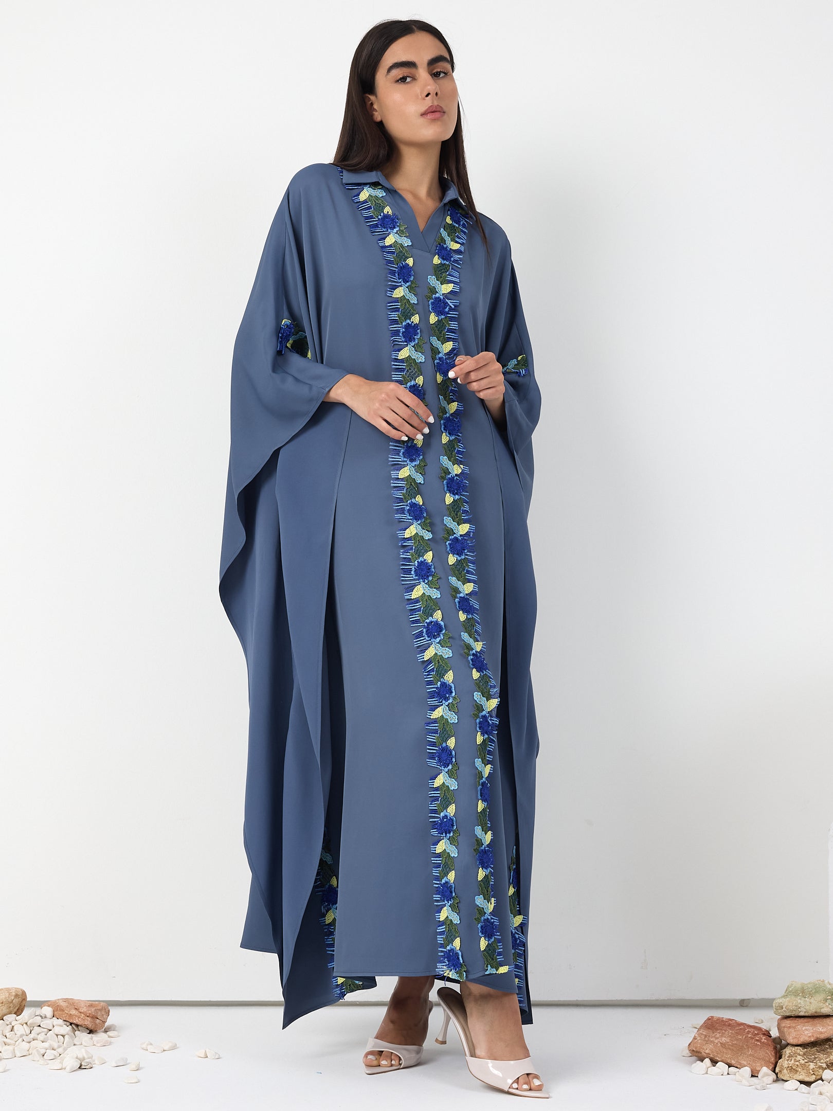 Luna Lace Trim Kaftan Dress - Store WF