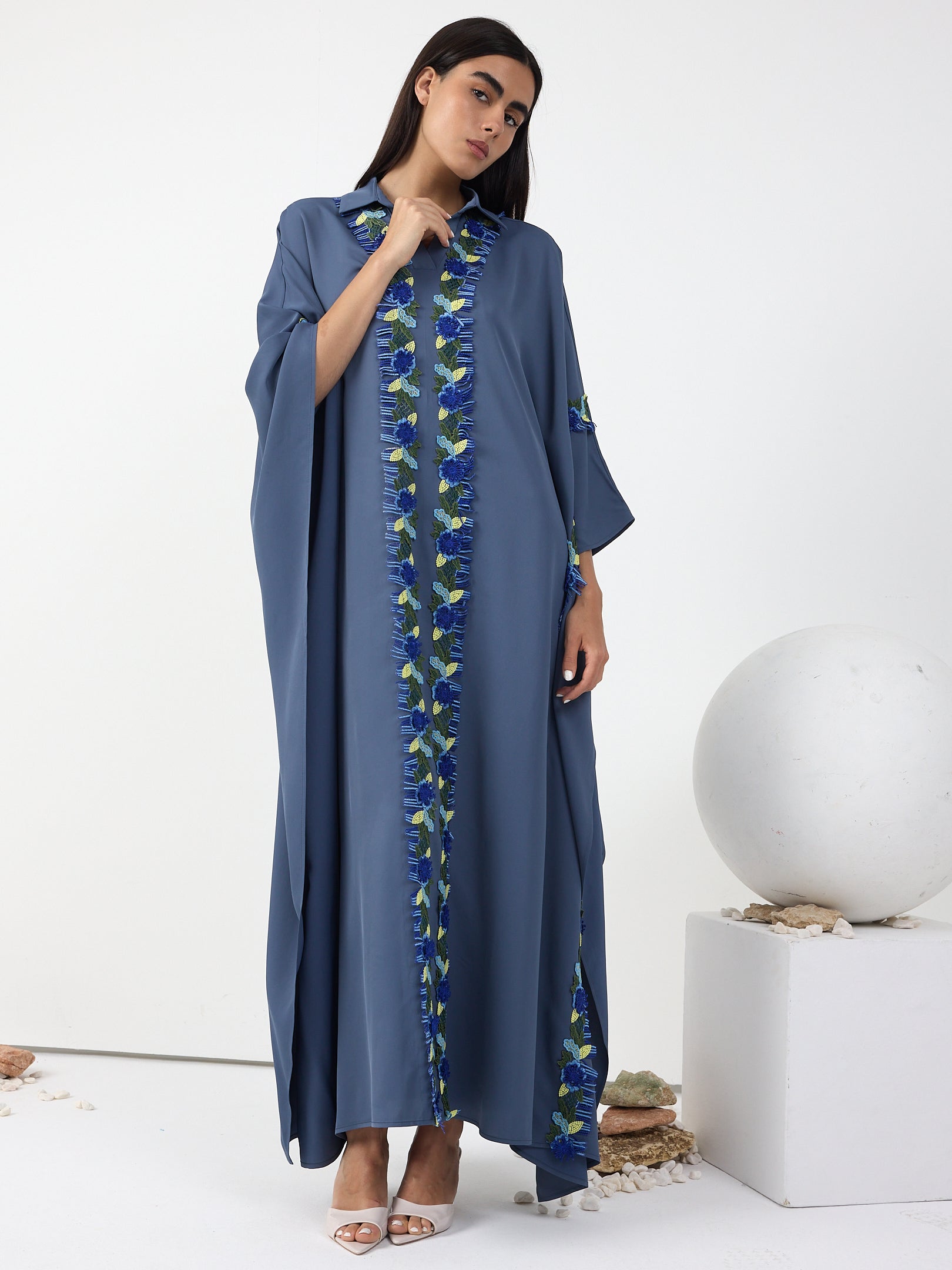 Luna Lace Trim Kaftan Dress - Store WF