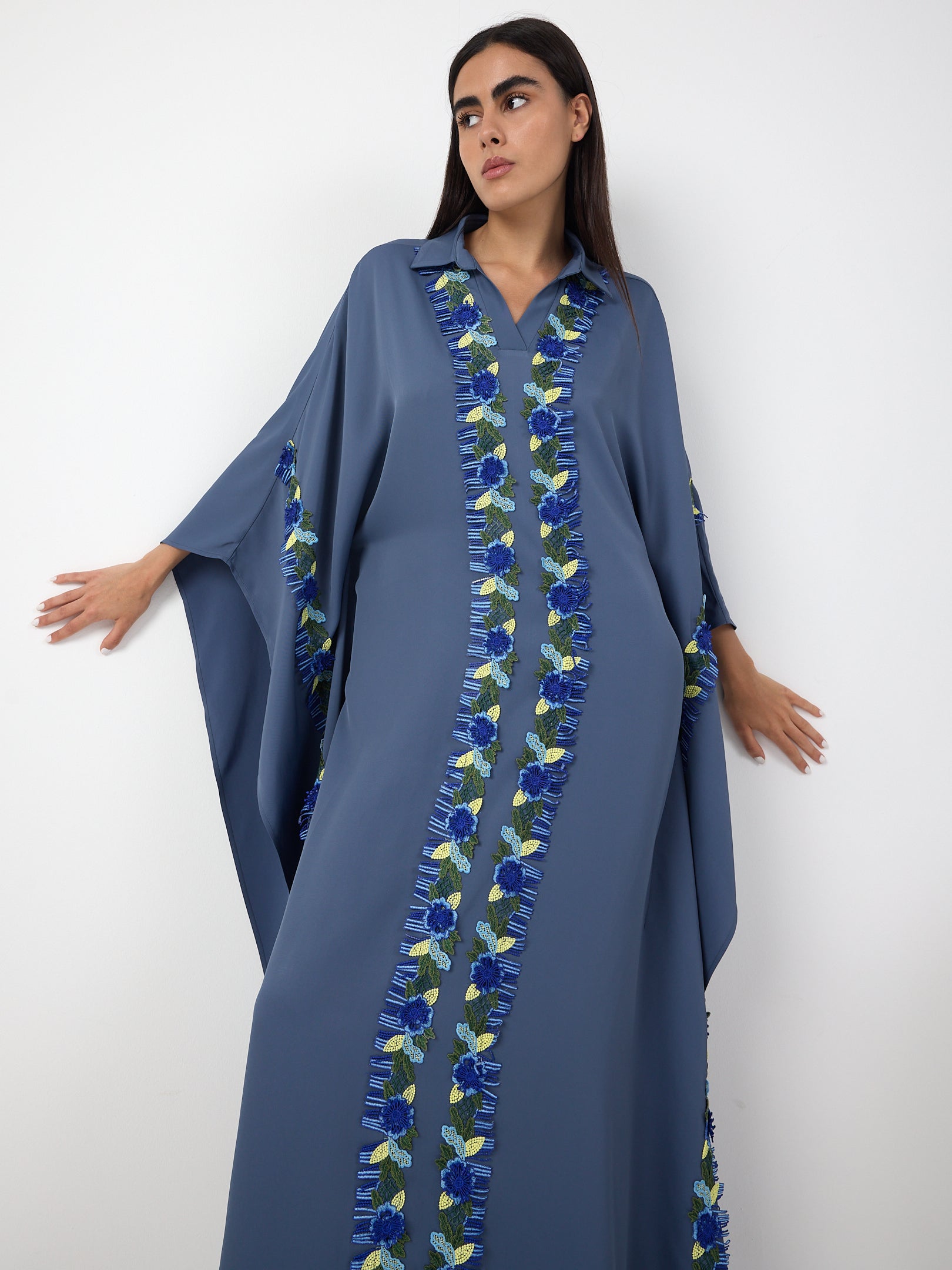 Luna Lace Trim Kaftan Dress