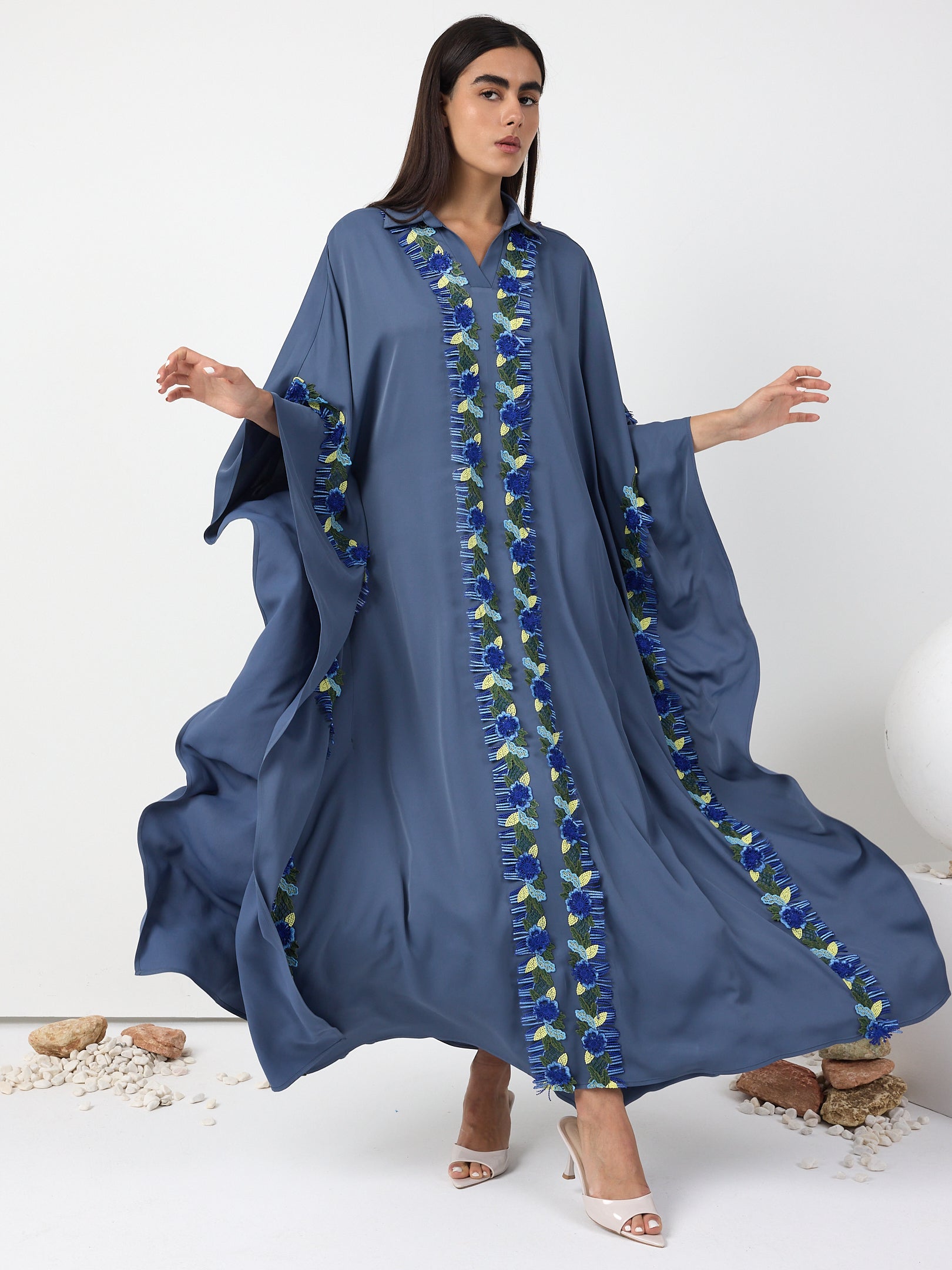 Luna Lace Trim Kaftan Dress - Store WF