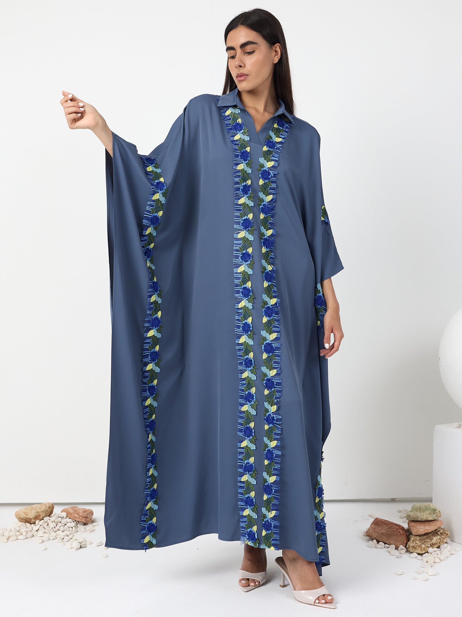 Luna Lace Trim Kaftan Dress