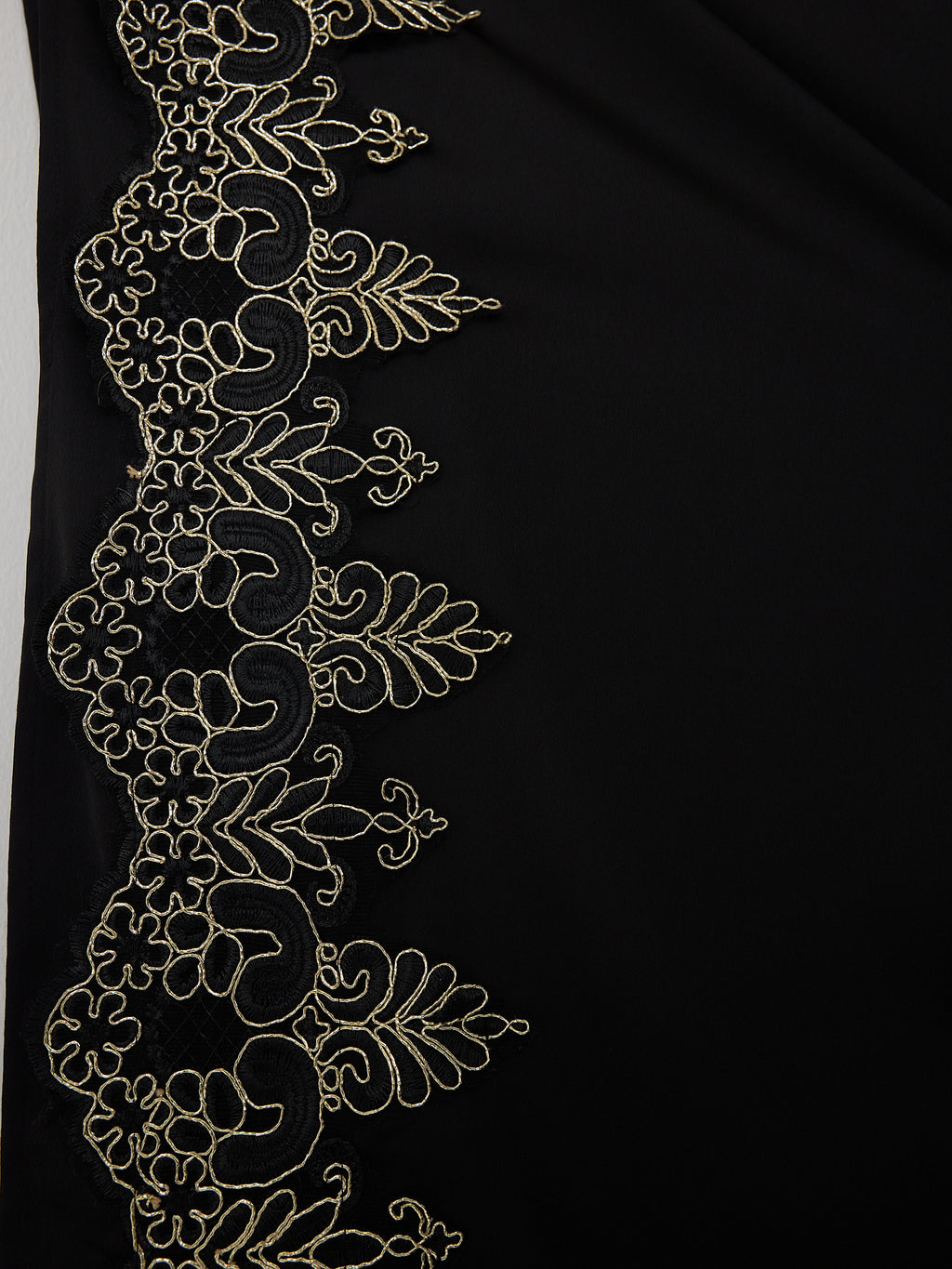 Black Gold Lace Detail Kaftan Dress