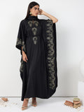 Black Gold Lace Detail Kaftan Dress - Store WF