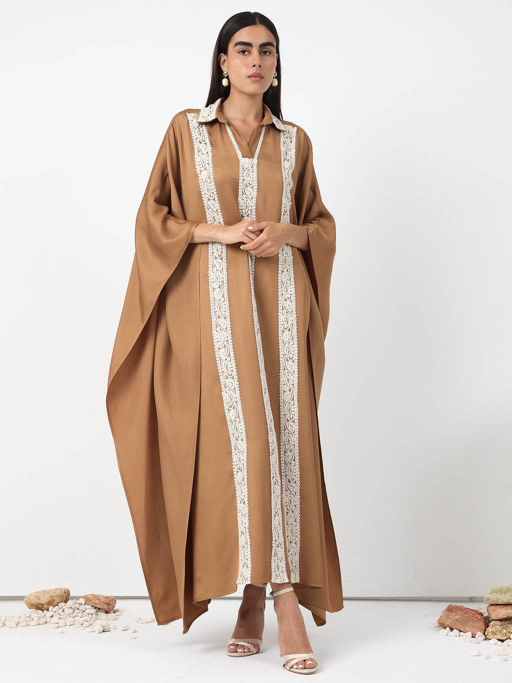 Cinnamon Lace Detail Kaftan Dress