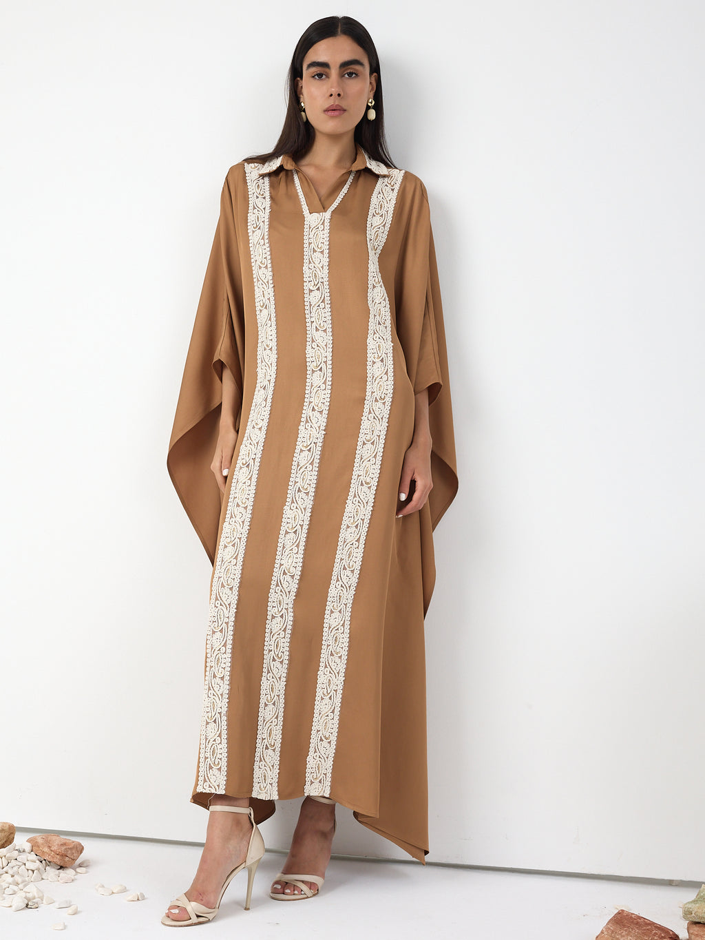 Cinnamon Lace Detail Kaftan Dress