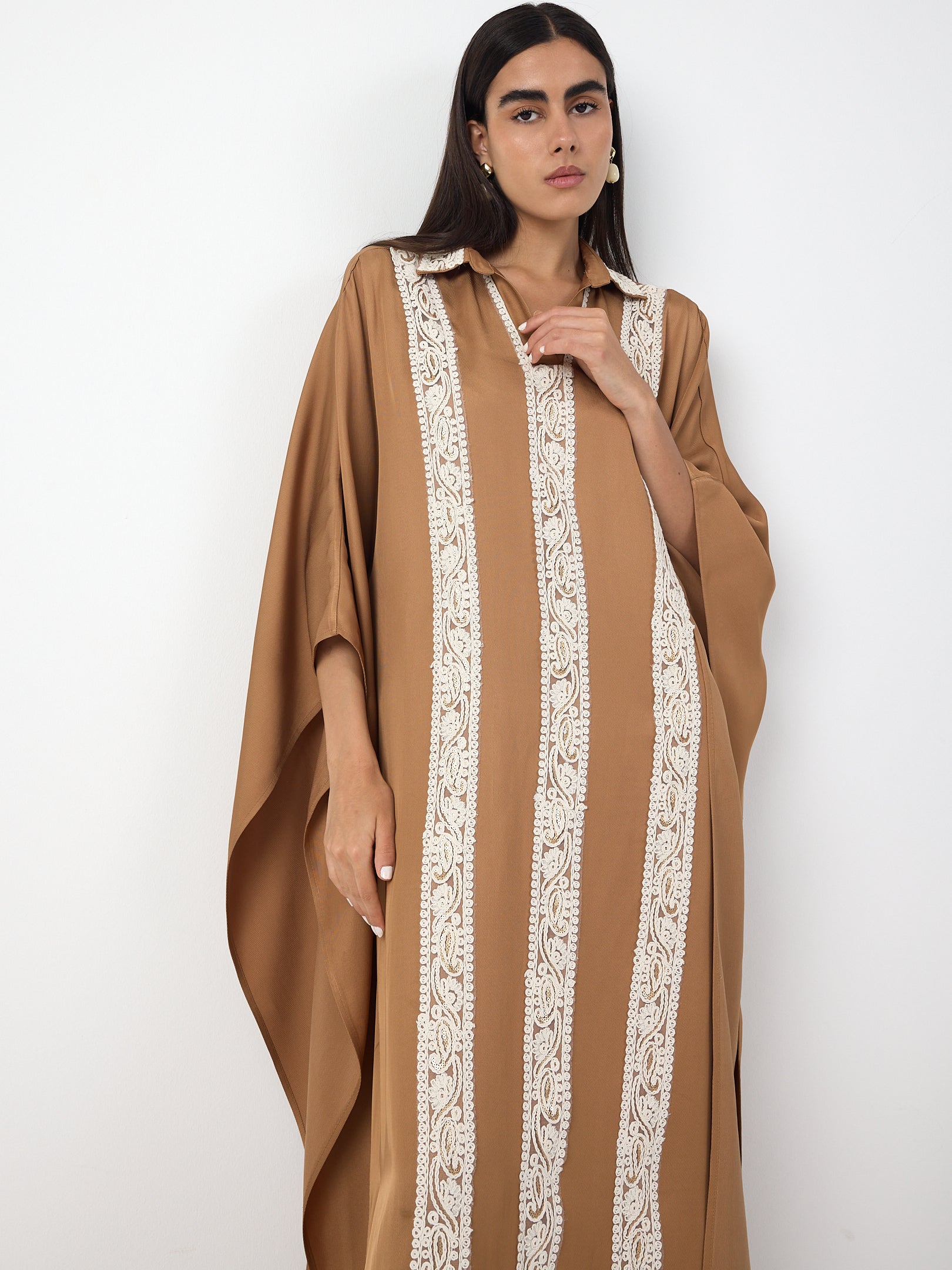 Cinnamon Lace Detail Kaftan Dress - Store WF