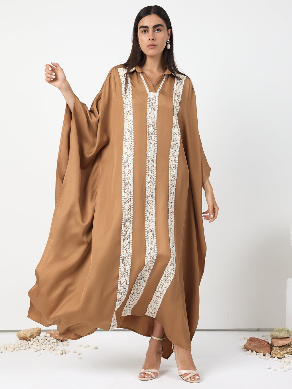 Cinnamon Lace Detail Kaftan Dress