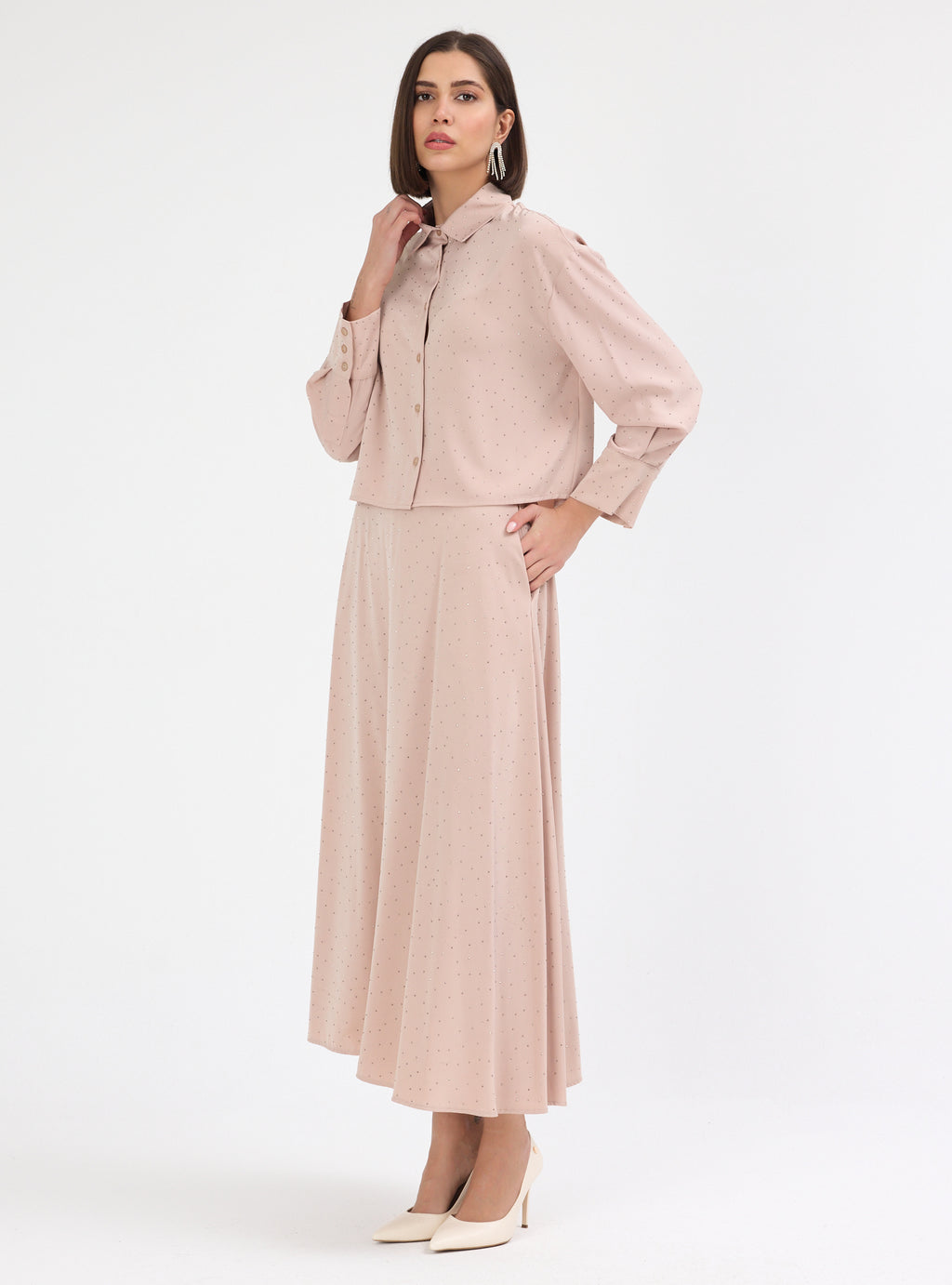 Crystal Embellished Skirt & Shirt Set - Store WF