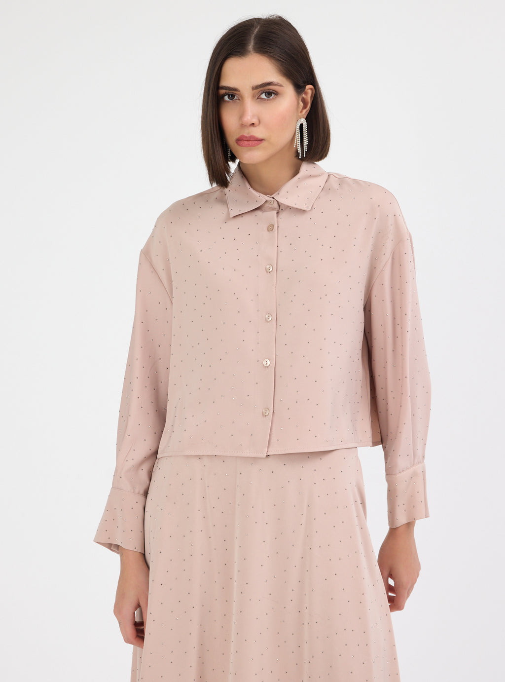 Crystal Embellished Skirt & Shirt Set - Store WF