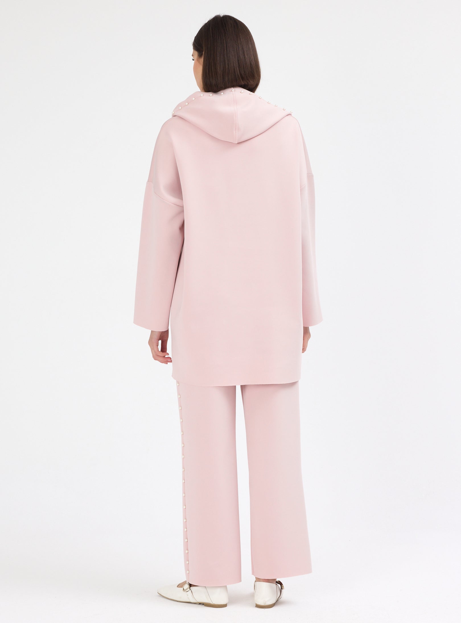 Powder Pink pearl detailed Scuba Tracksuit Set - Store WF